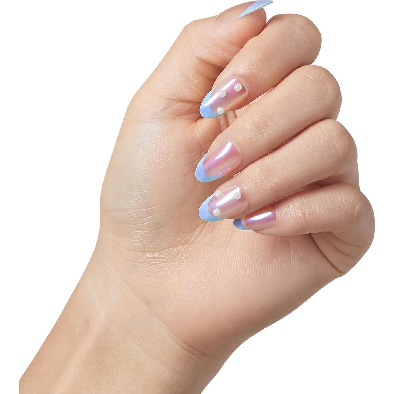 Uñas Postizas KISS imPRESS Premium Azul Almendrada 30 Uñas