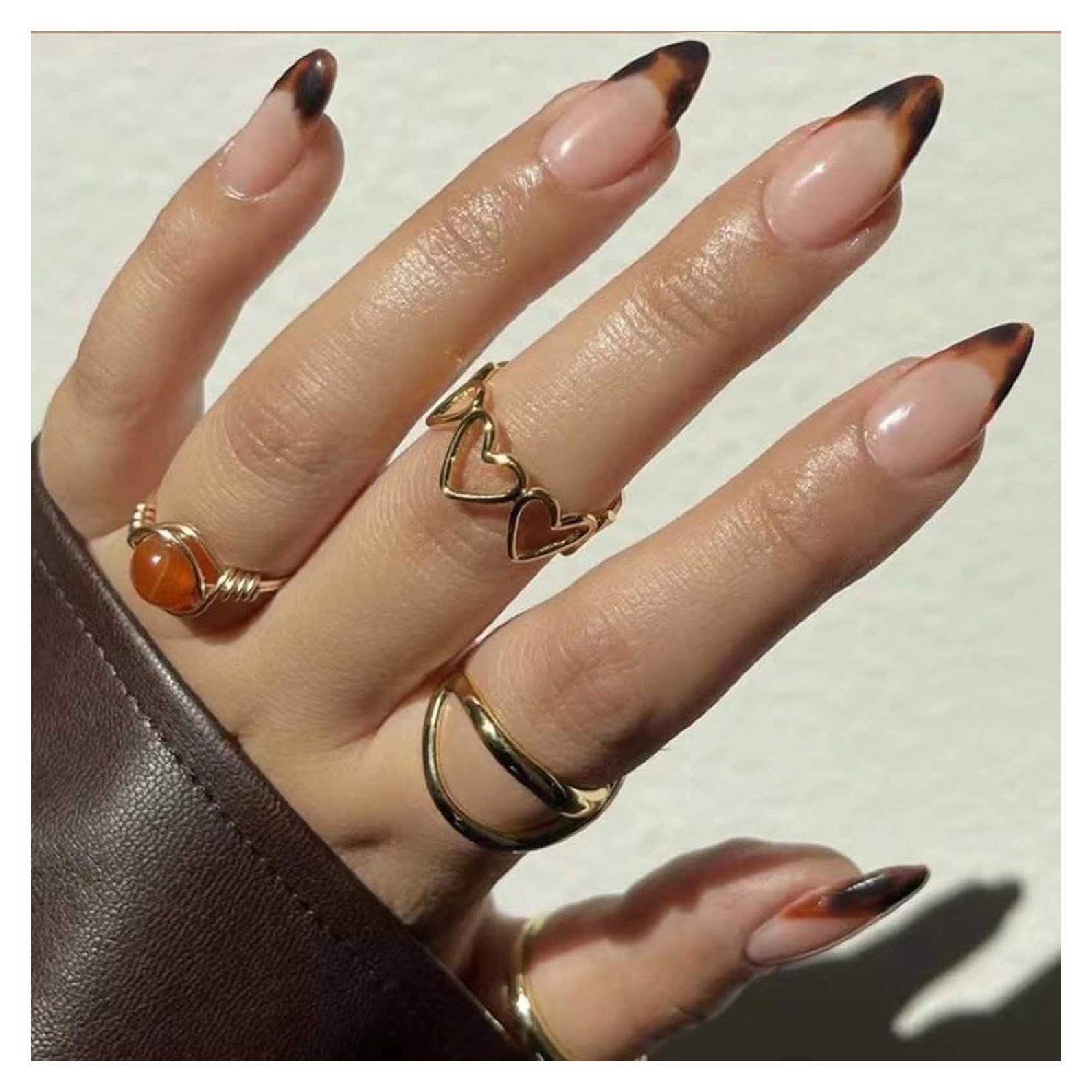 Uñas Postizas Acrílicas Completa DANMANR 24 Piezas Estampado