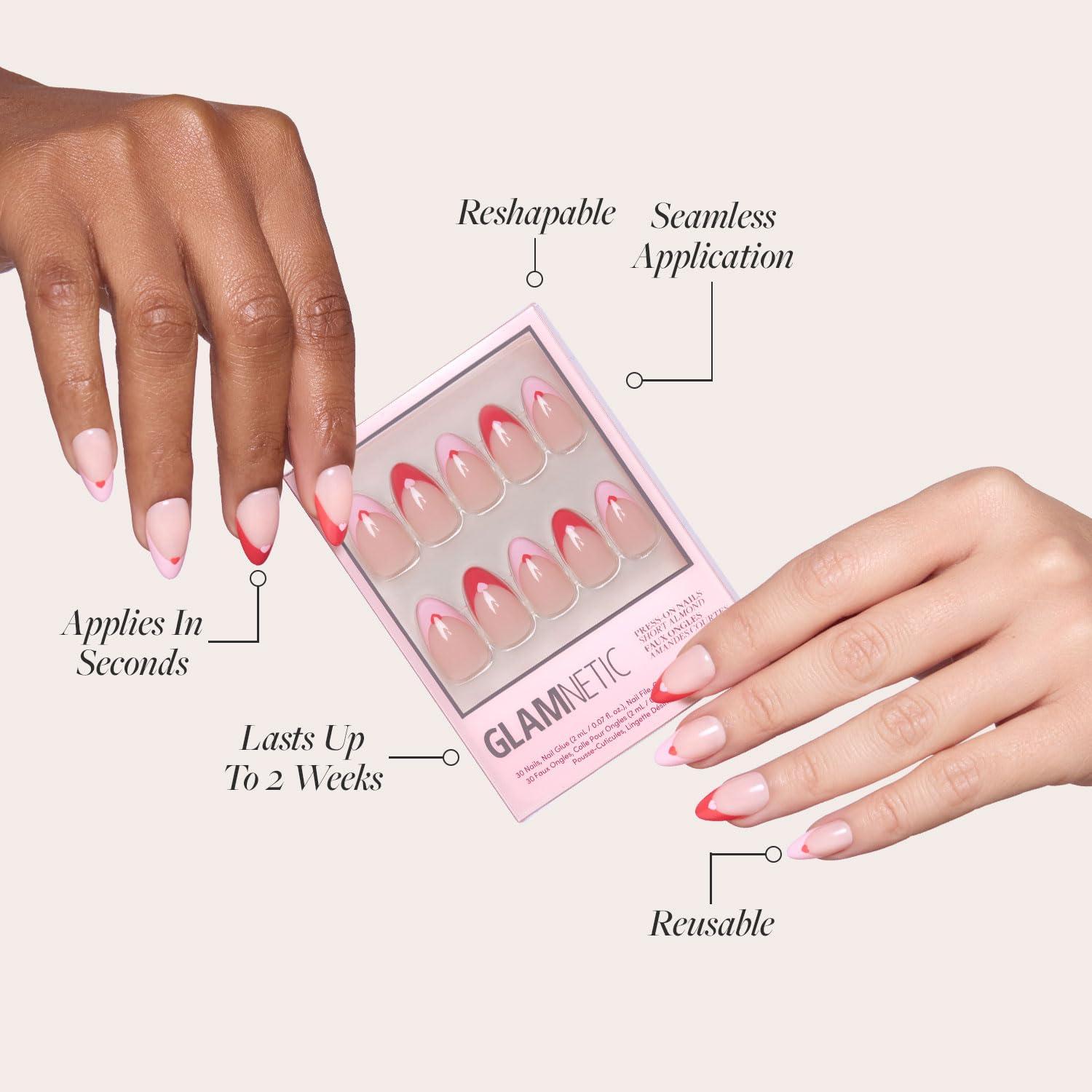 Kit de Uñas Postizas Glamnetic - Corazón Puro y Caviar