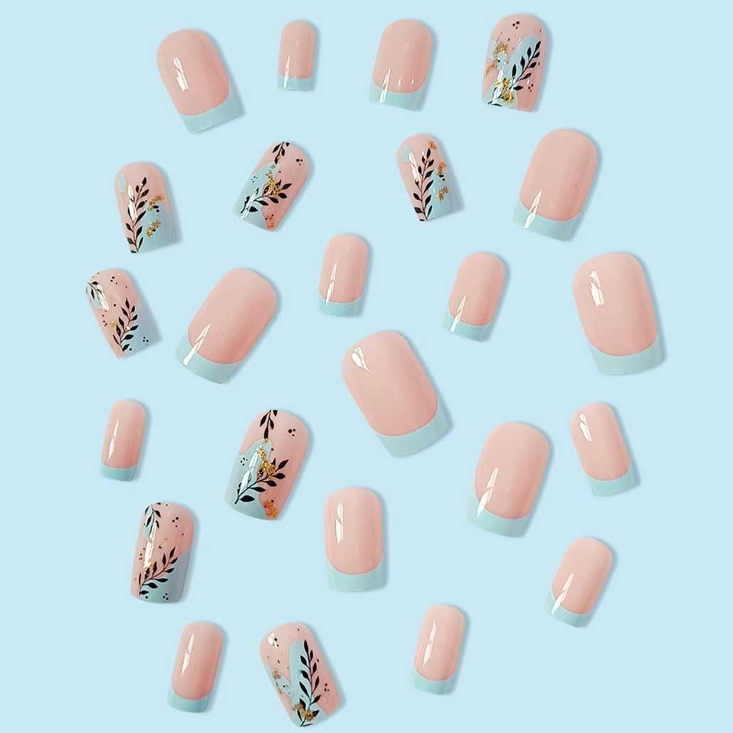 24 Uñas Falsas Cuadradas Brillantes Foccna - Manicura Rápida