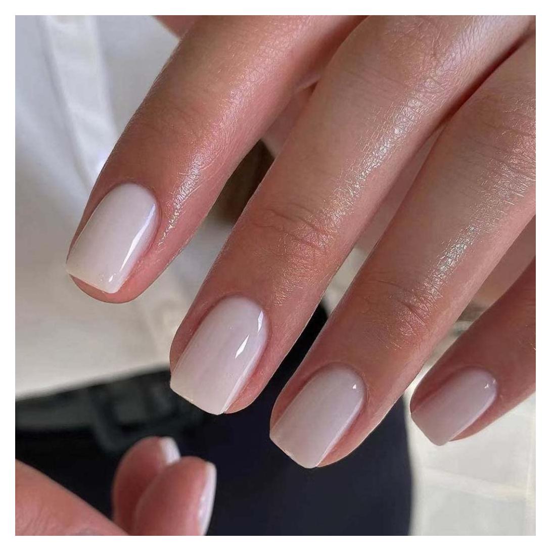 Uñas Postizas Acrílicas Blancas Cuadradas Foccna 24 Piezas