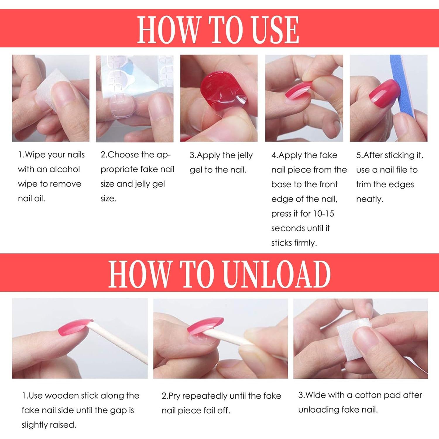 Uñas Postizas Almendra Media Jremg 24Pcs Diseño Floral