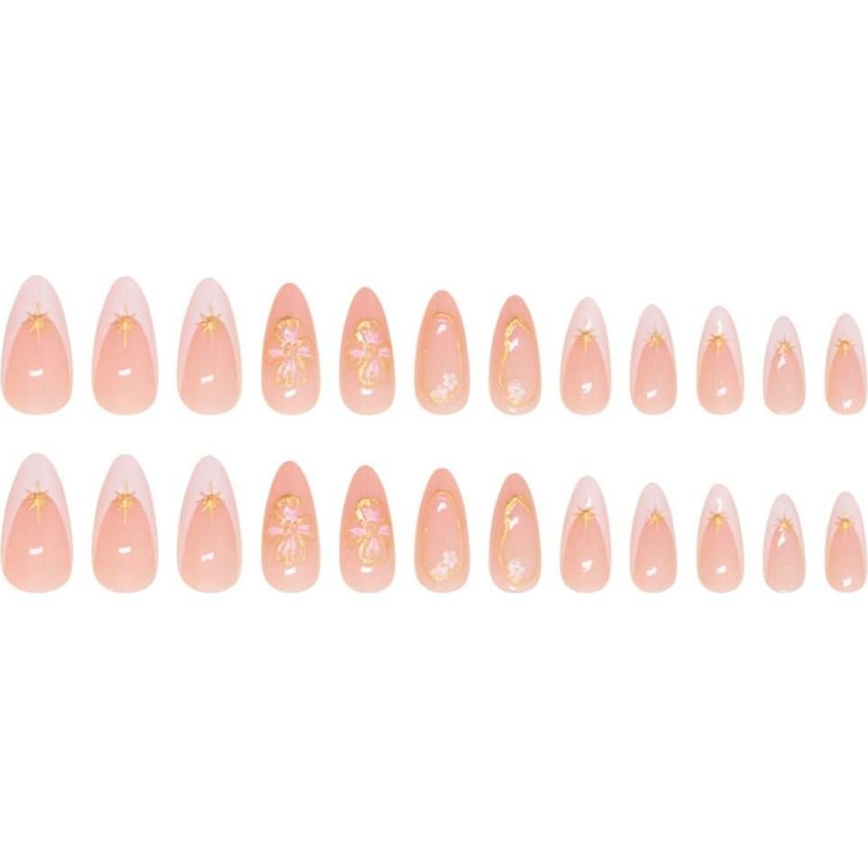 Uñas Postizas Almendra CTTHNBD 24 Pcs con Diseño Floral