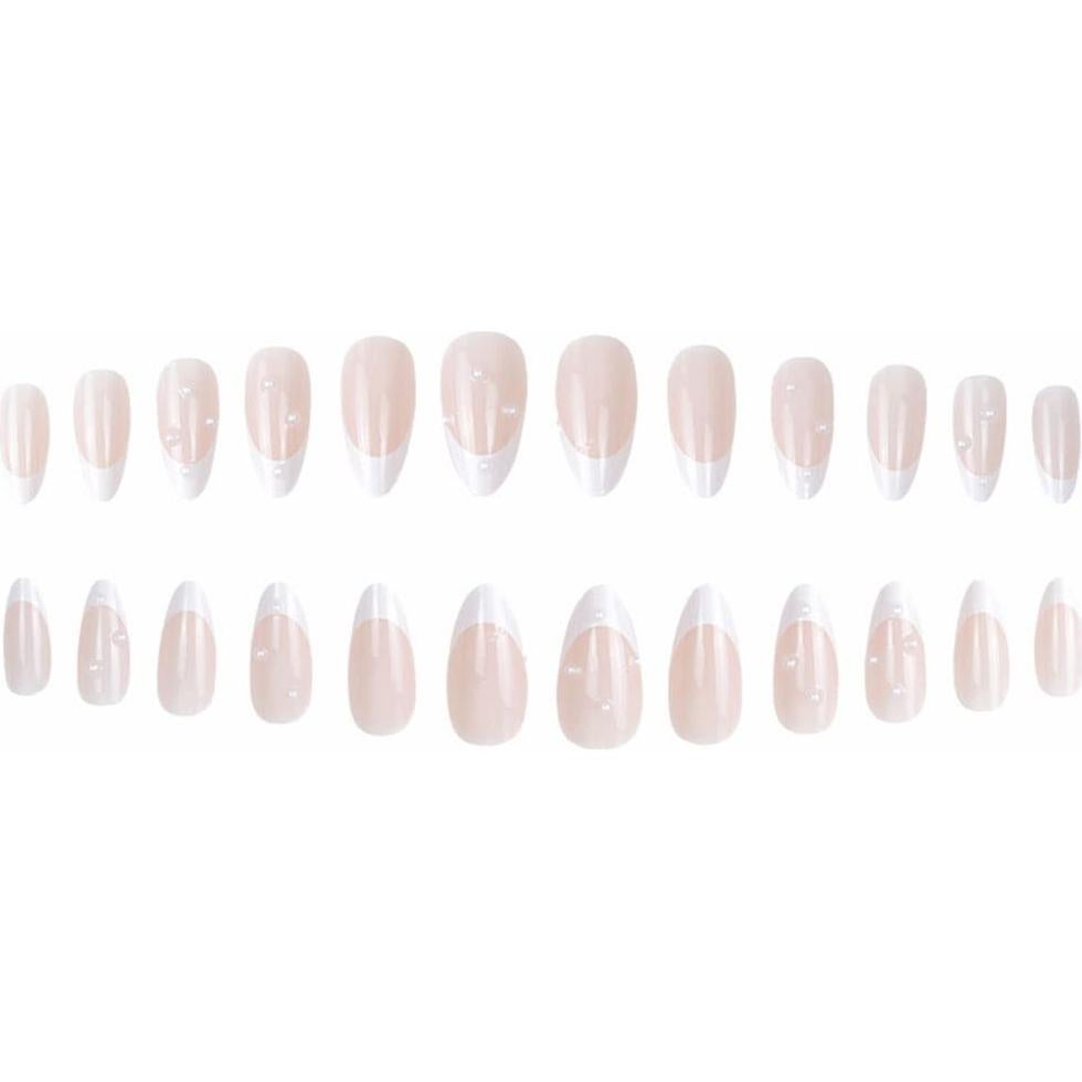 Uñas Falsas Acrílicas Foccna Blancas Almendra 24 Piezas