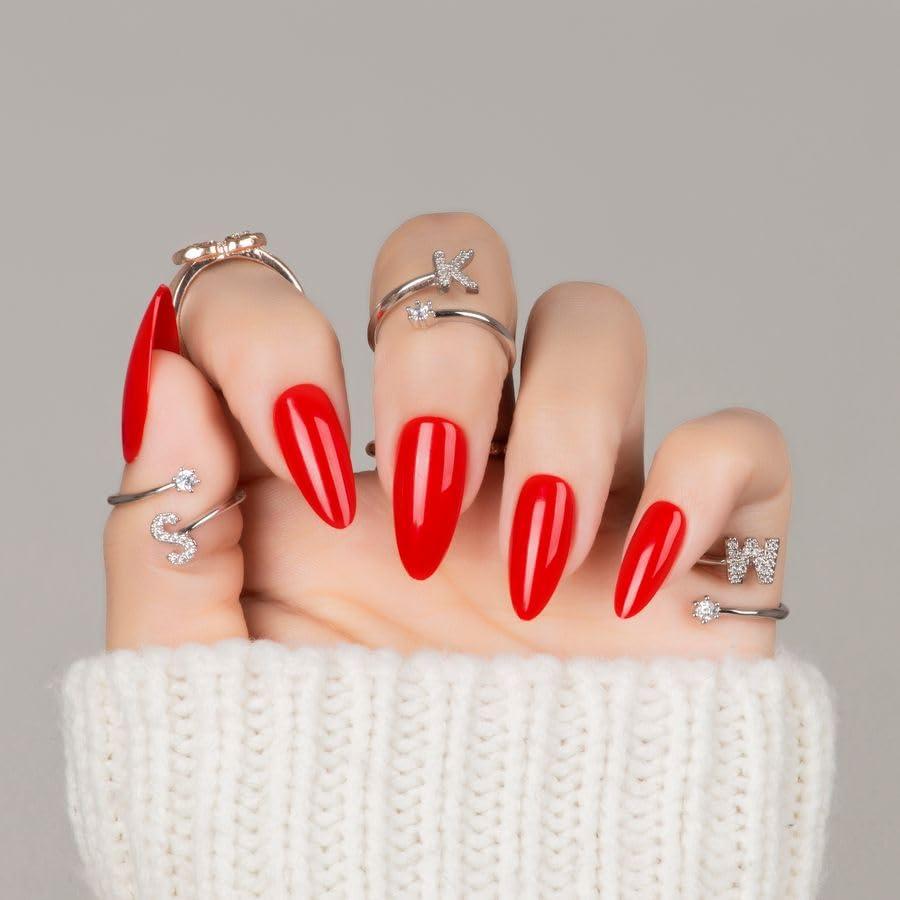 30 Uñas Postizas Rojas Almendra CloudTrip - Reutilizables