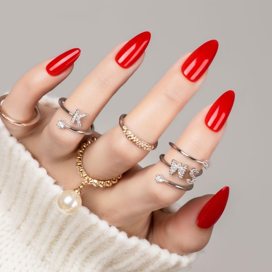 30 Uñas Postizas Rojas Almendra CloudTrip - Reutilizables