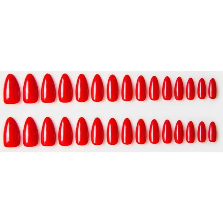 30 Uñas Postizas Rojas Almendra CloudTrip - Reutilizables