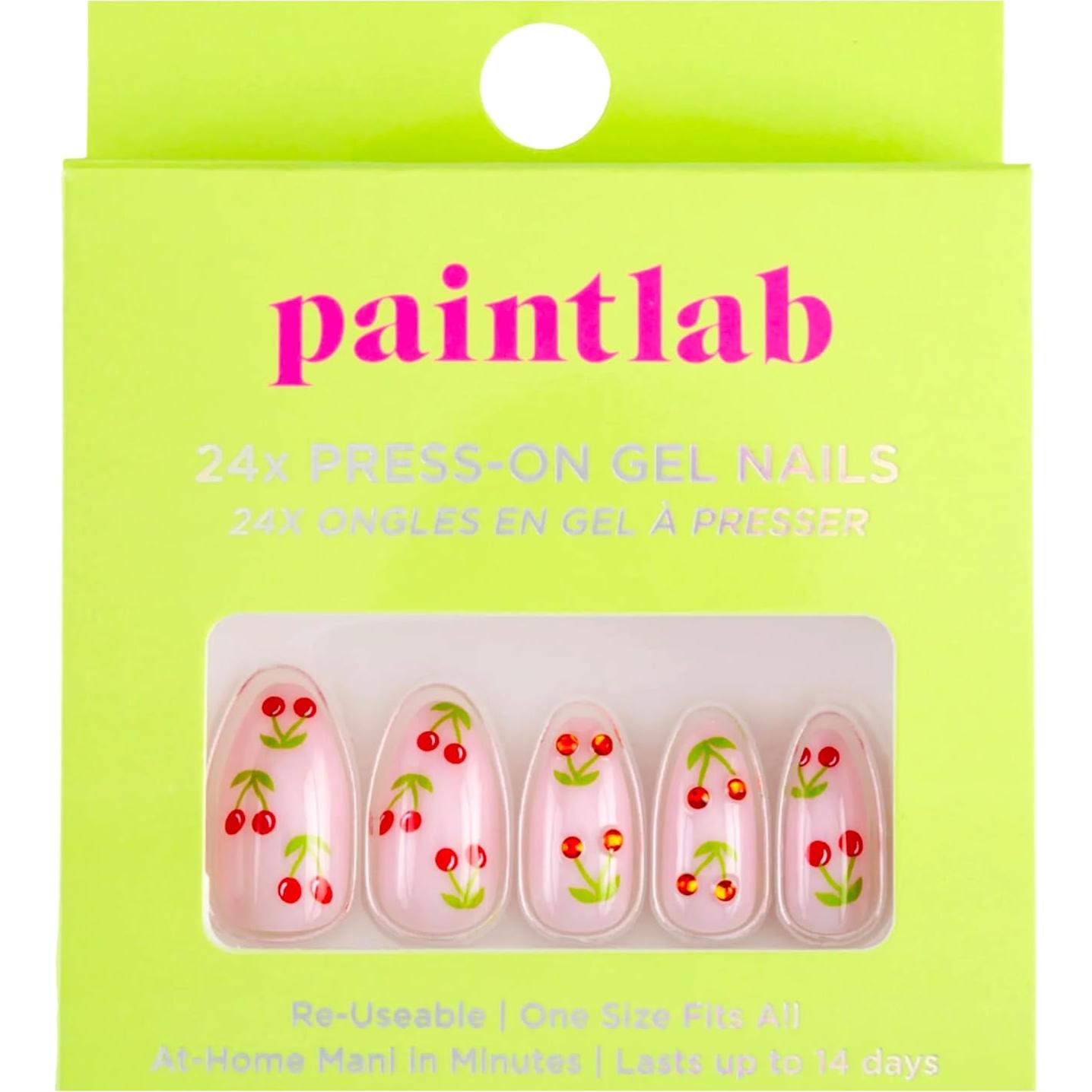 Kit de Manicura Uñas Postizas PaintLab Cherry Bomb 24 Piezas