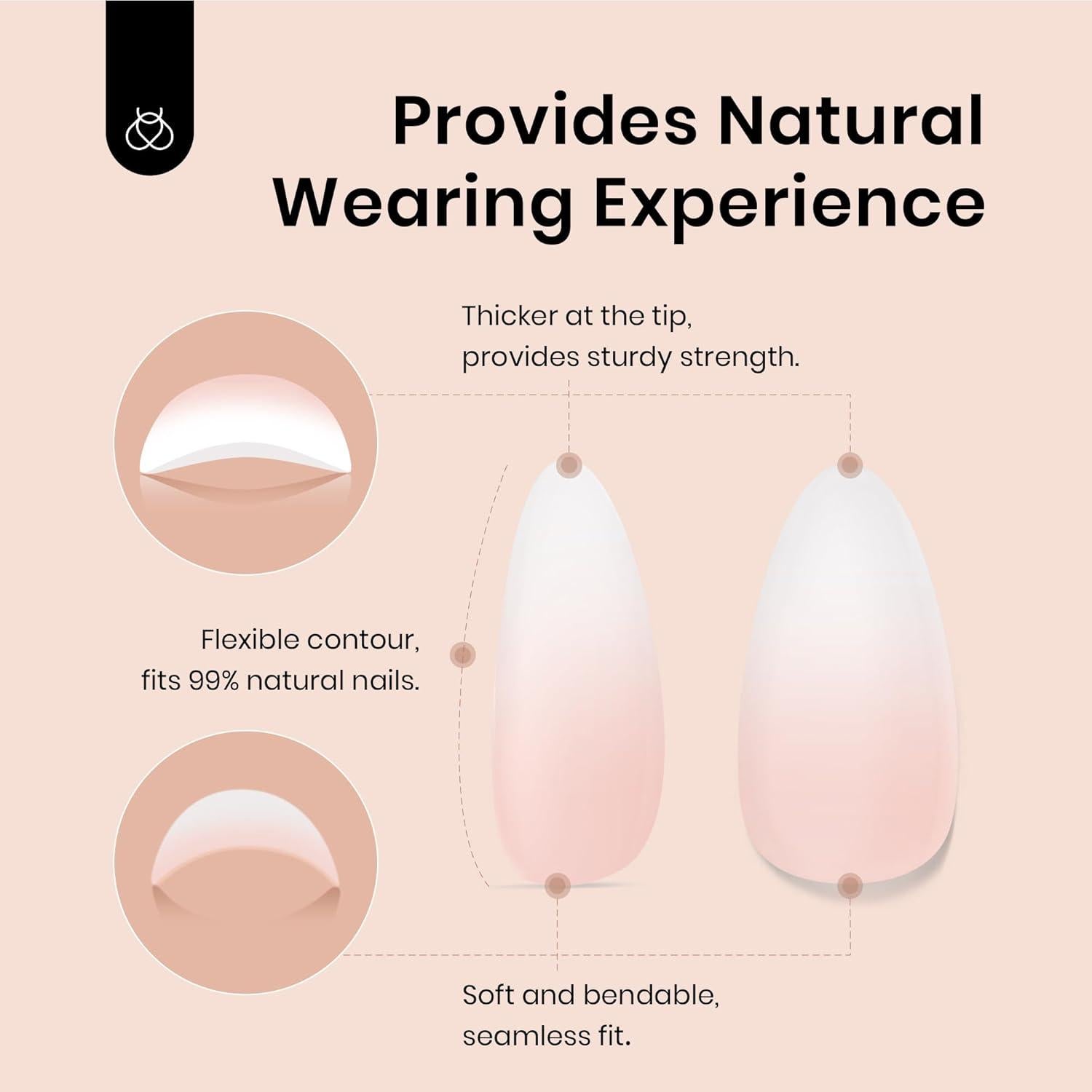 Uñas Postizas Cortas Almendra Ombre Beetles 224 Pcs