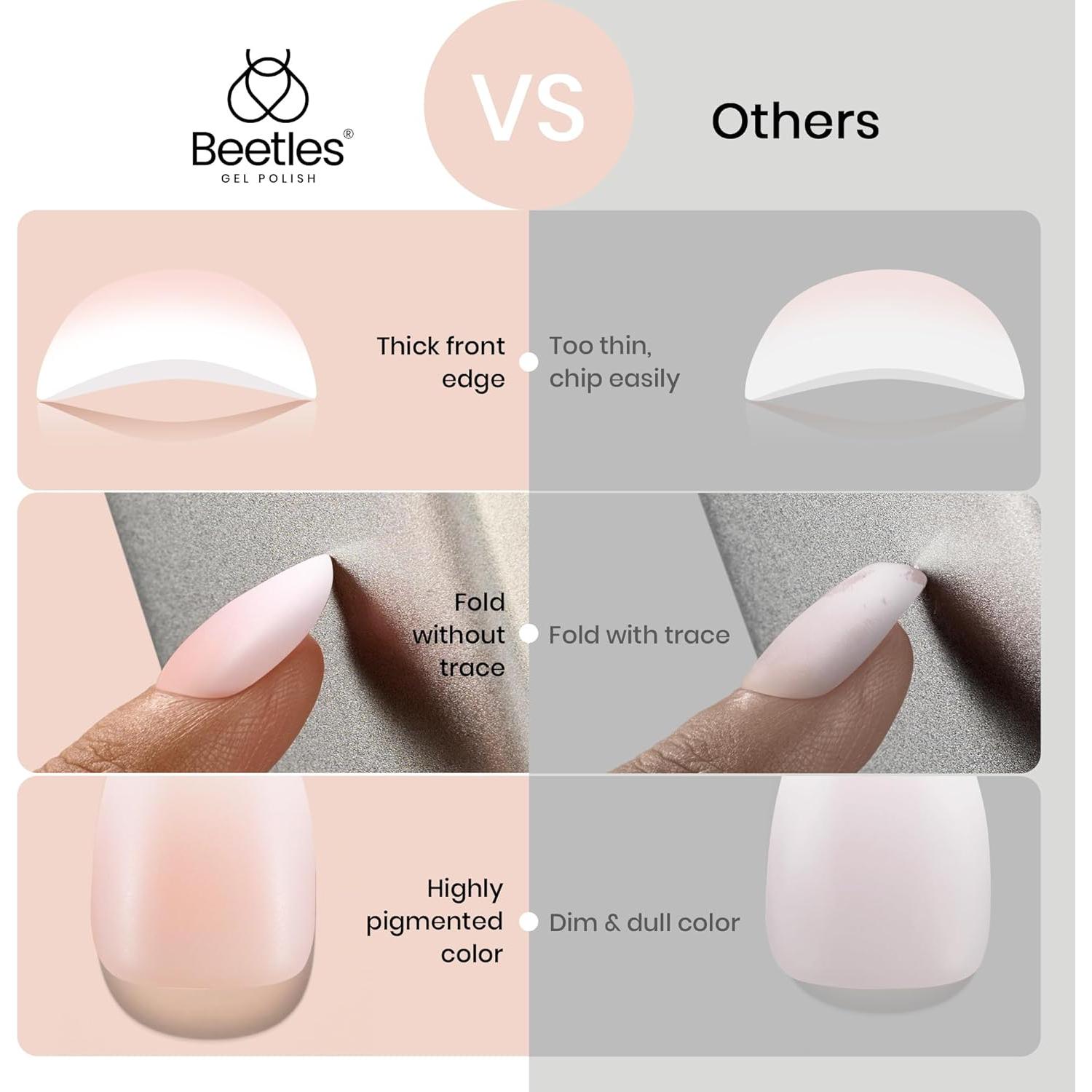 Uñas Postizas Cortas Almendra Ombre Beetles 224 Pcs