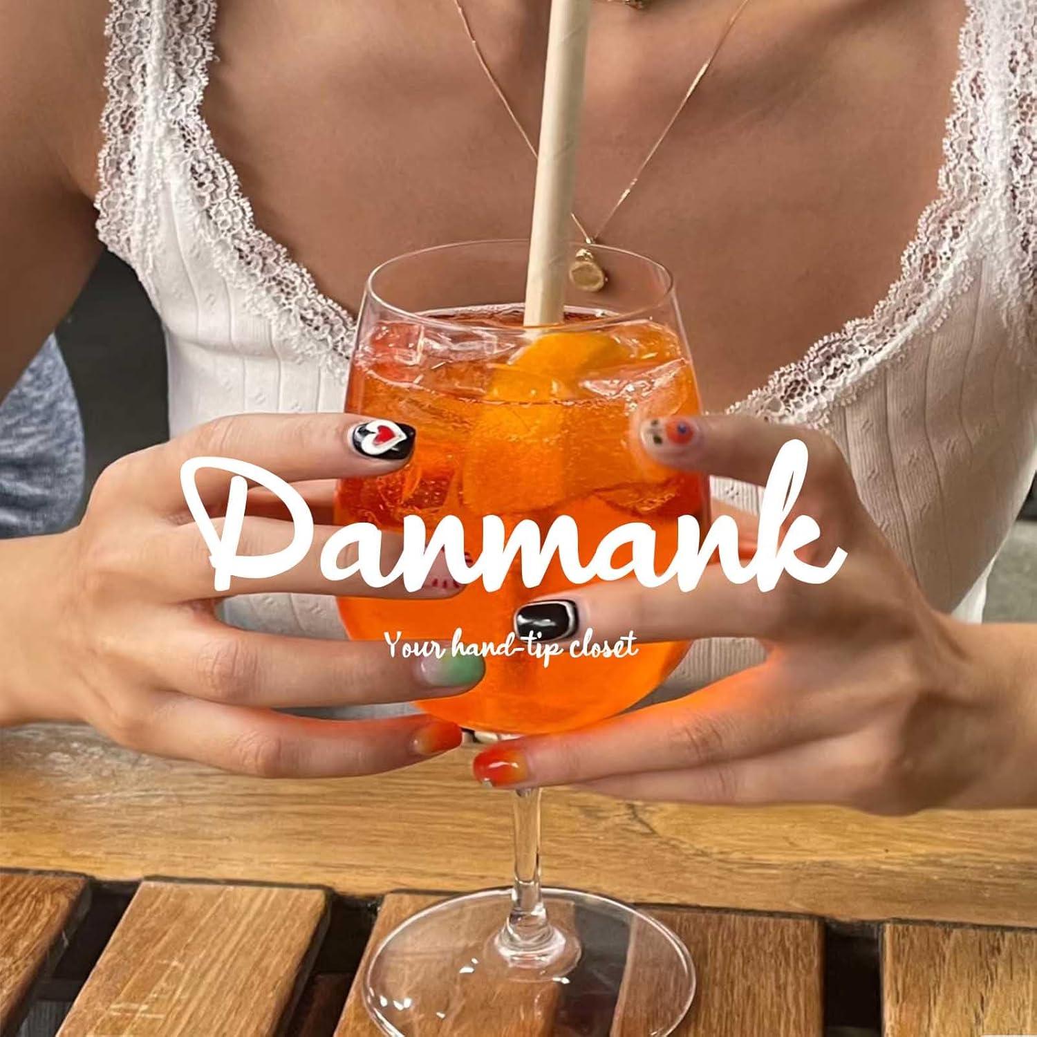 Uñas Postizas Acrílicas DANMANR 24PCS Medianas Arcoíris Nude