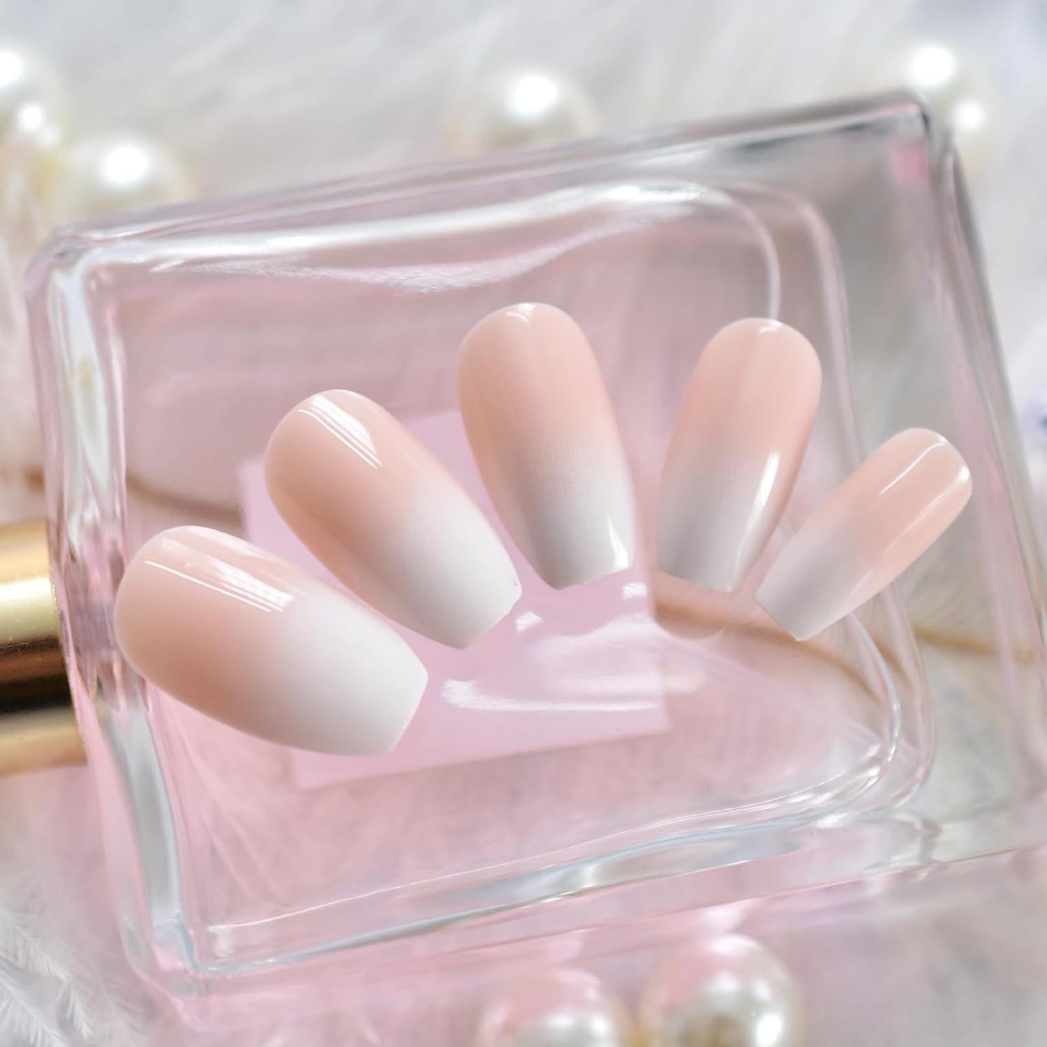 Uñas Falsas CoolNail Ombre Rosa Coffin Gradiente 17x3.4 cm