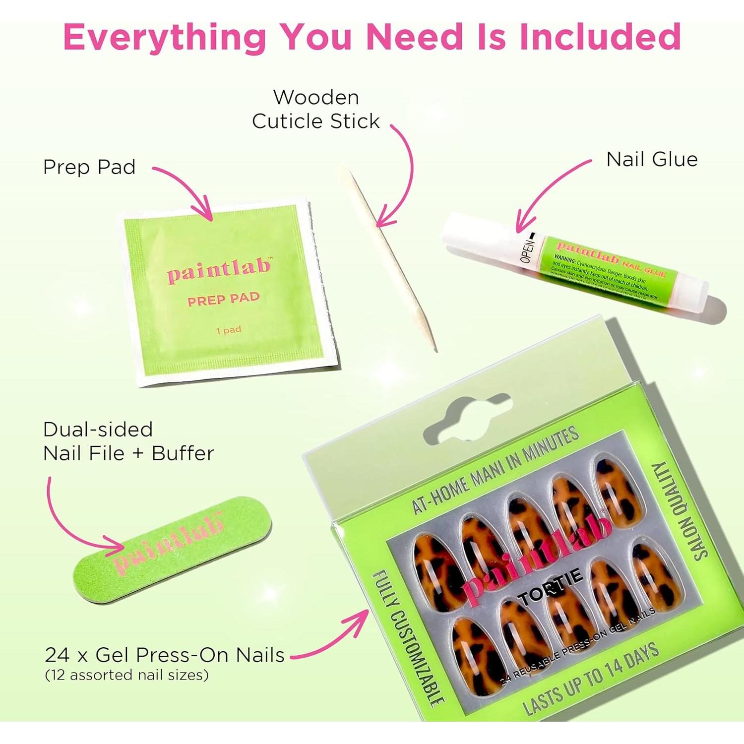 Kit de Manicura PaintLab - Uñas Postizas Tortuga 24 Piezas
