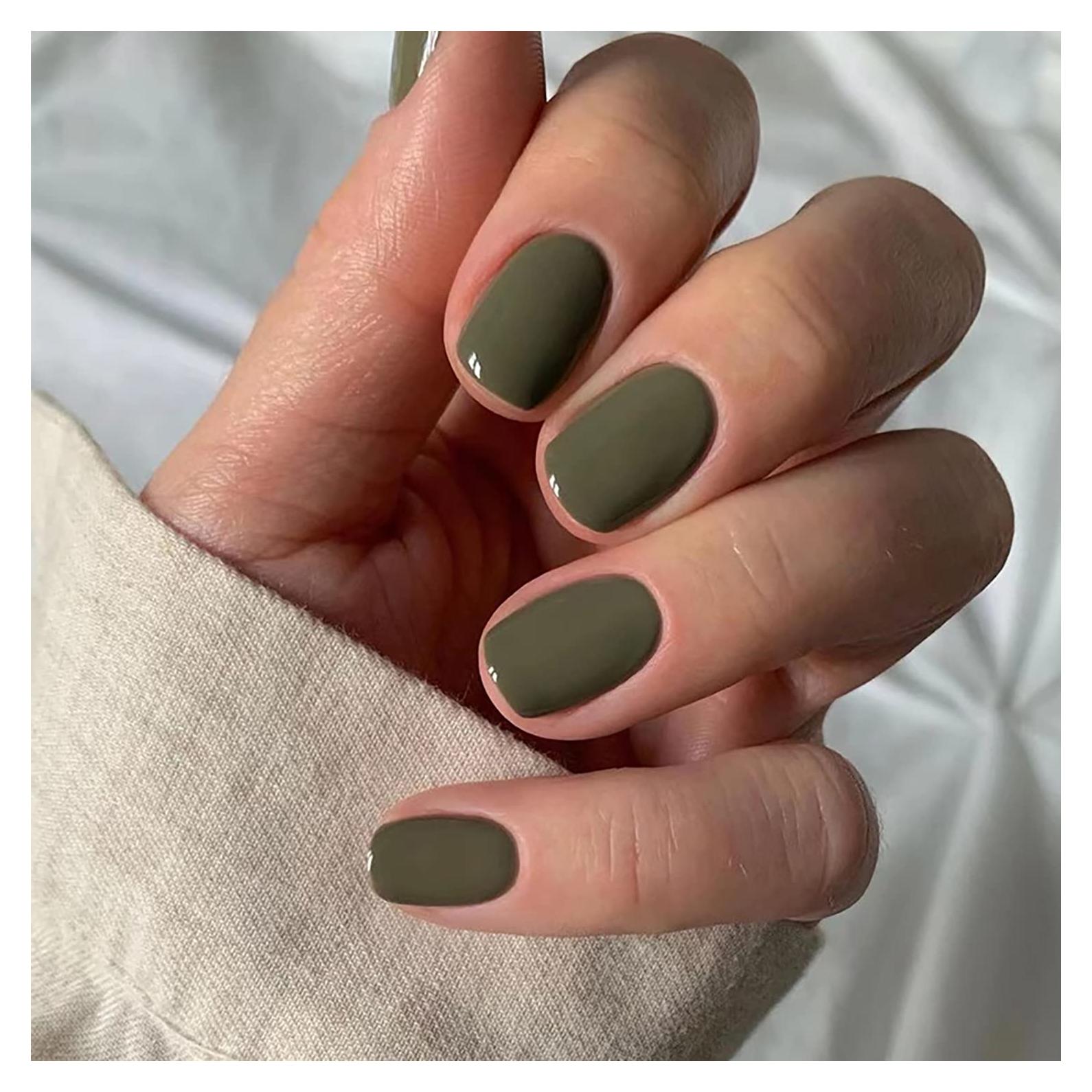 Uñas Postizas Cortas Verdes MABKJLF - 24 Pcs Acrílicas