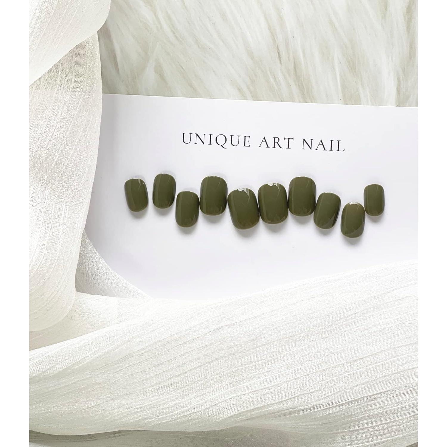 Uñas Postizas Cortas Verdes MABKJLF - 24 Pcs Acrílicas