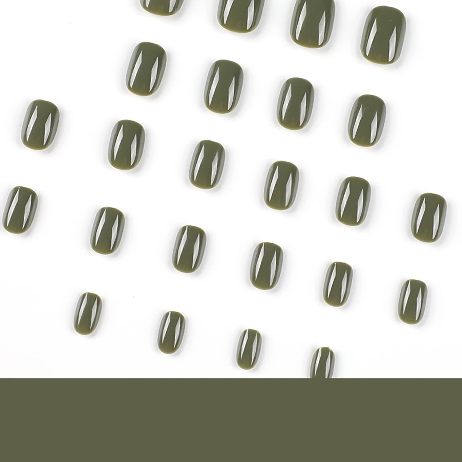 Uñas Postizas Cortas Verdes MABKJLF - 24 Pcs Acrílicas