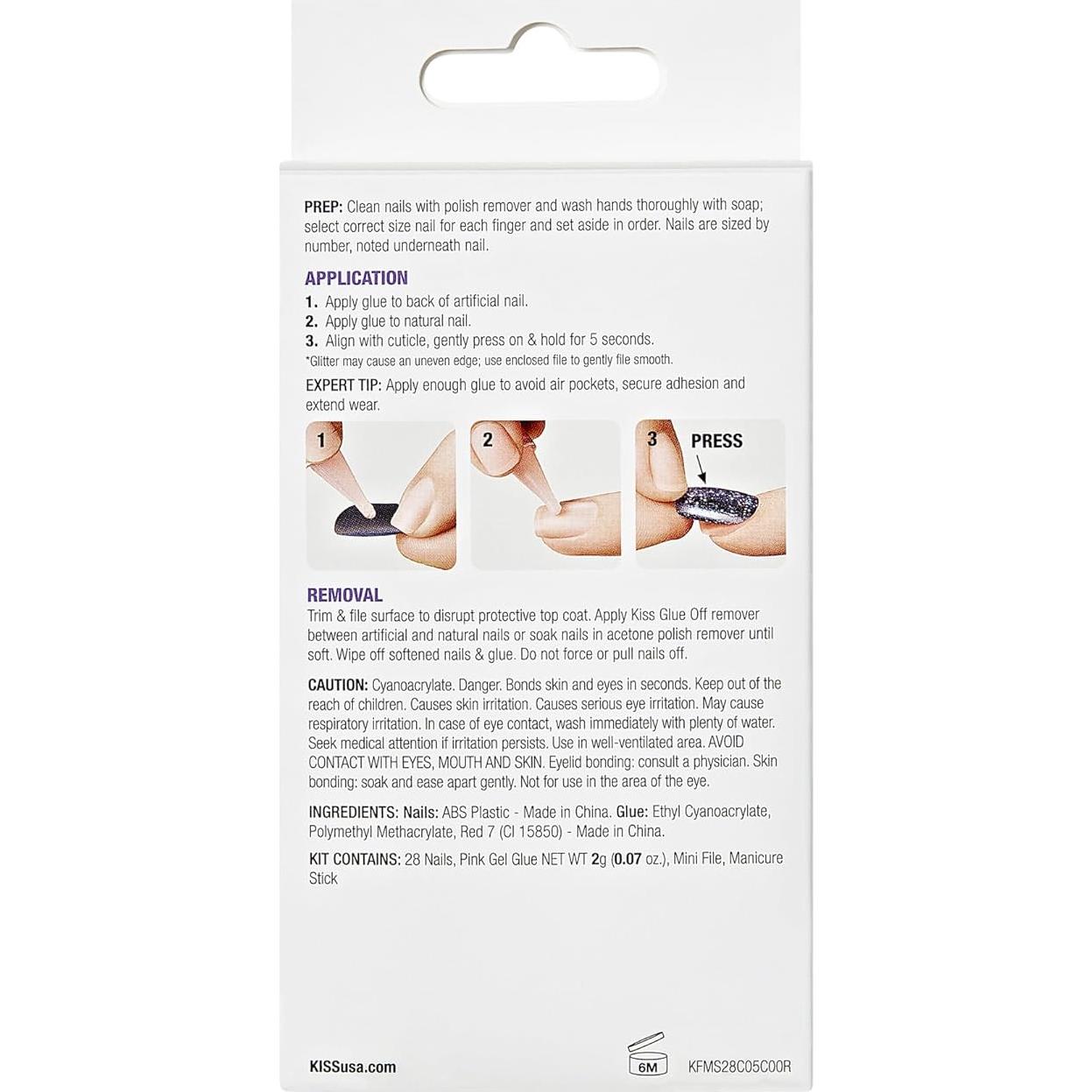 KISS Gel Fantasy Uñas Postizas Rosa Claro Medianas 28 Uñas