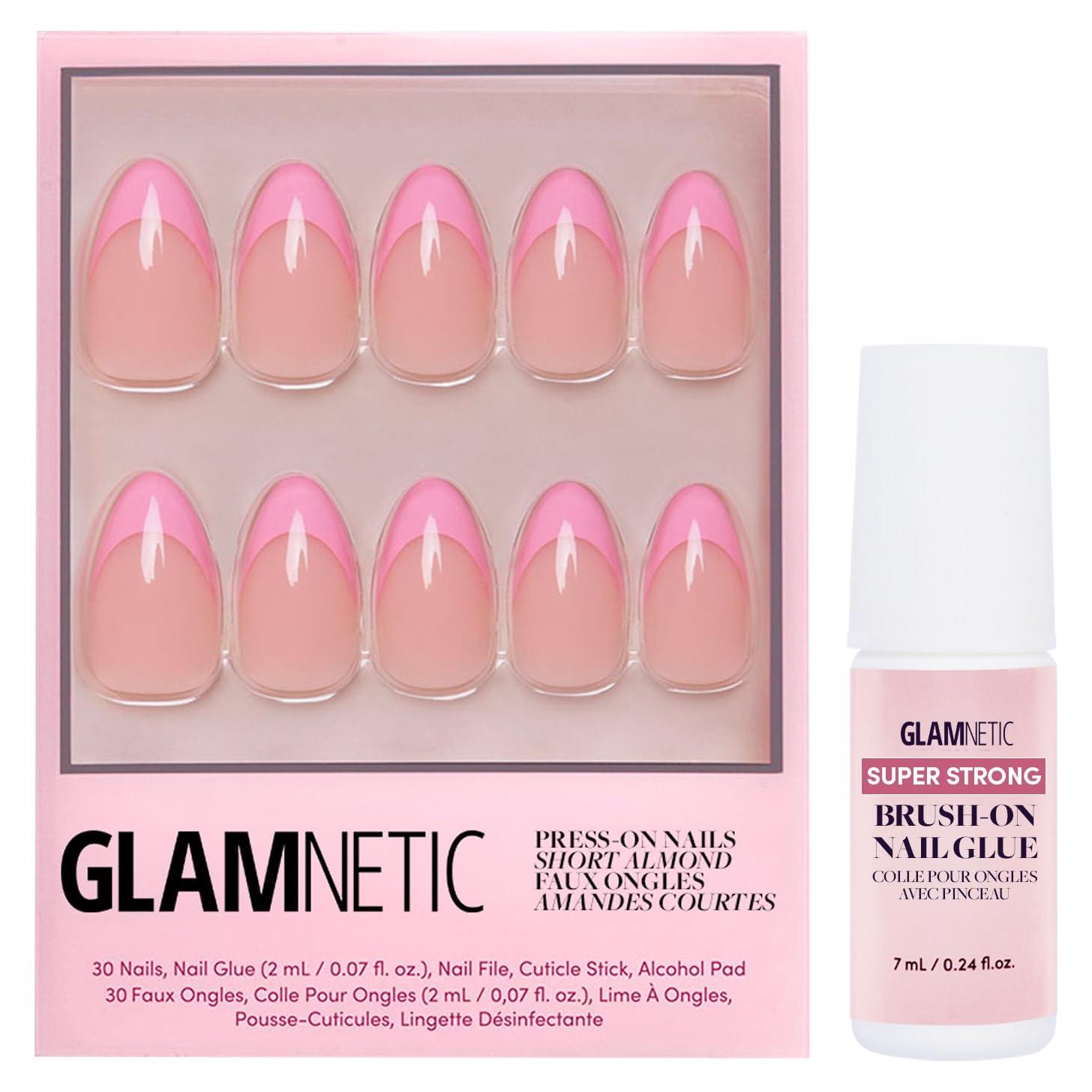 Glamnetic Uñas Postizas Macaron Rosa con Pegamento Brush-On