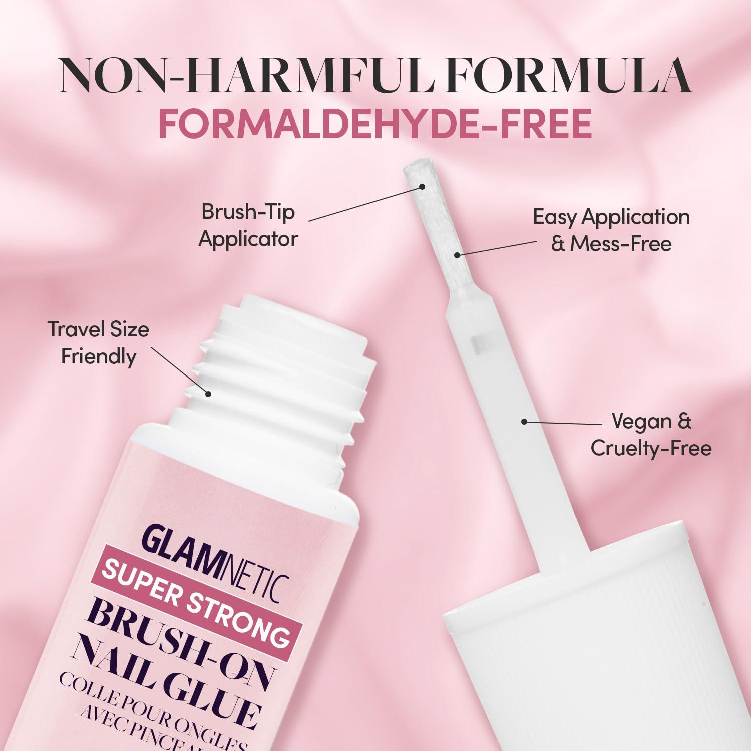 Glamnetic Uñas Postizas Macaron Rosa con Pegamento Brush-On