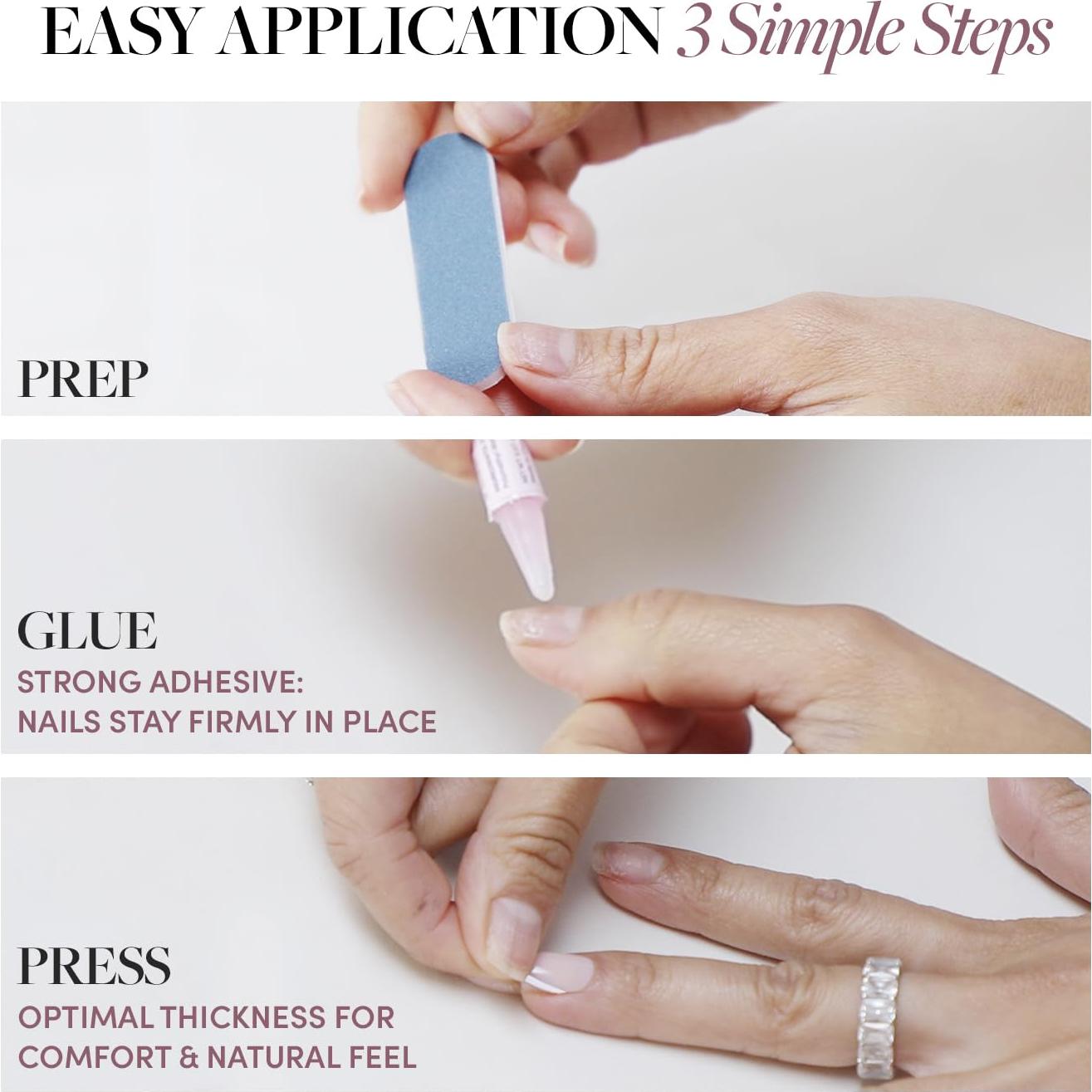 Kit Uñas Postizas Glamnetic Tormenta Invernal 30 Uñas Cortas