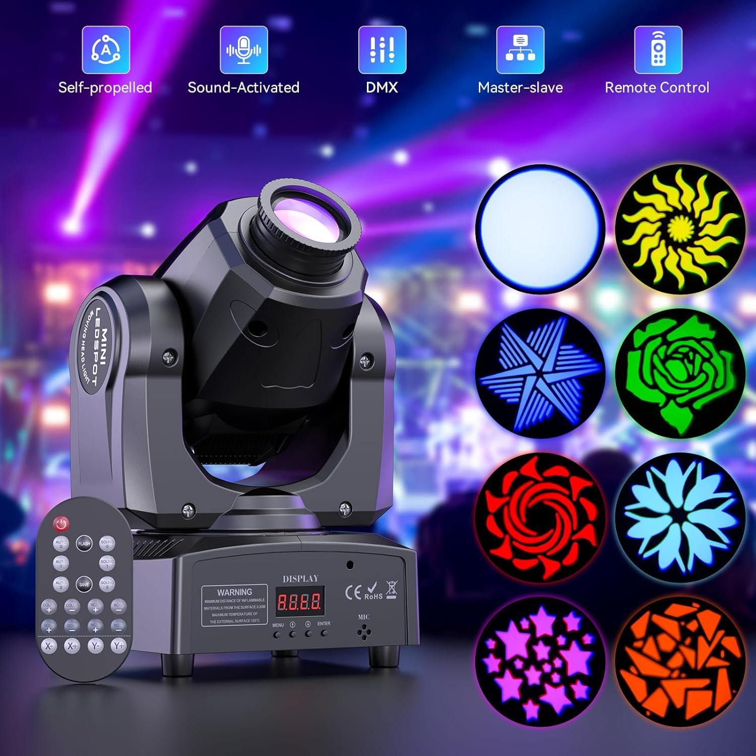 U`King Luz de Cabeza Móvil LED 60W DMX 11 Canales para Fiesta
