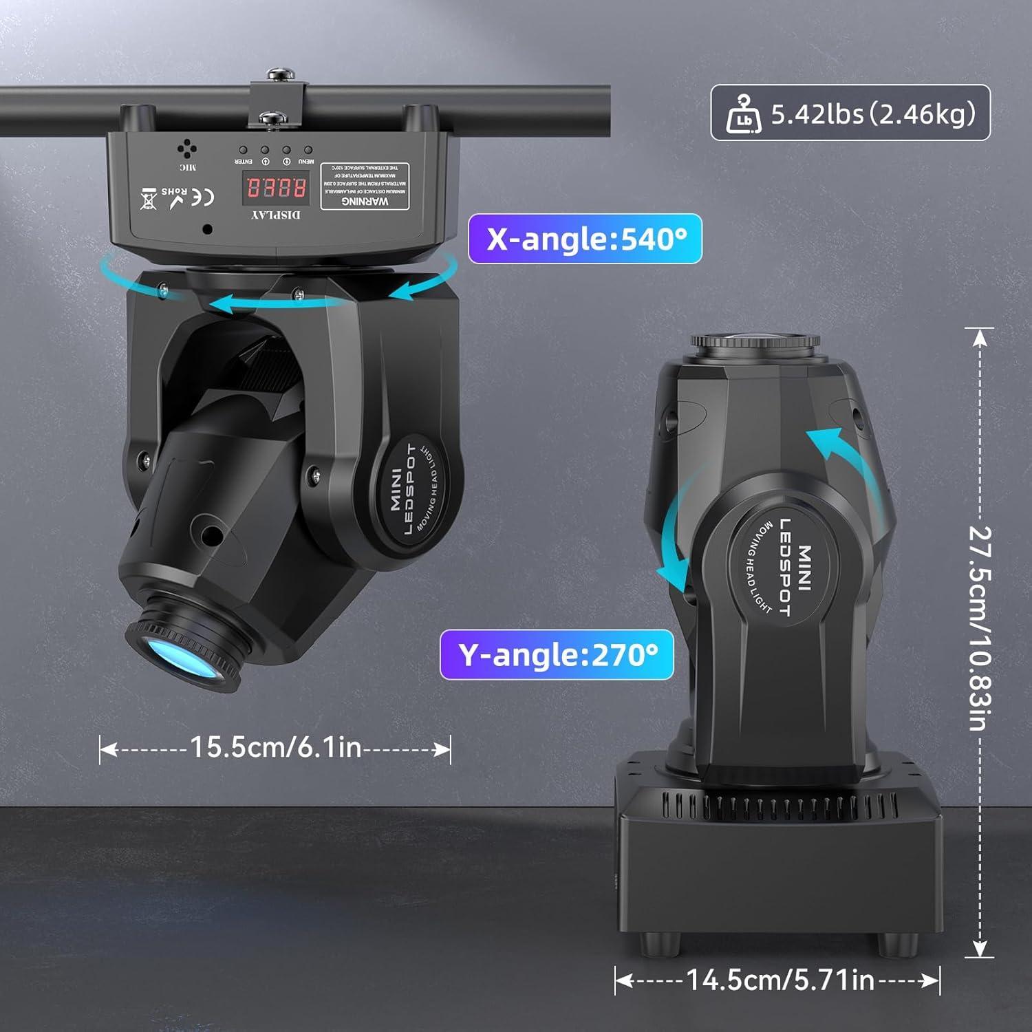 U`King Luz de Cabeza Móvil LED 60W DMX 11 Canales para Fiesta