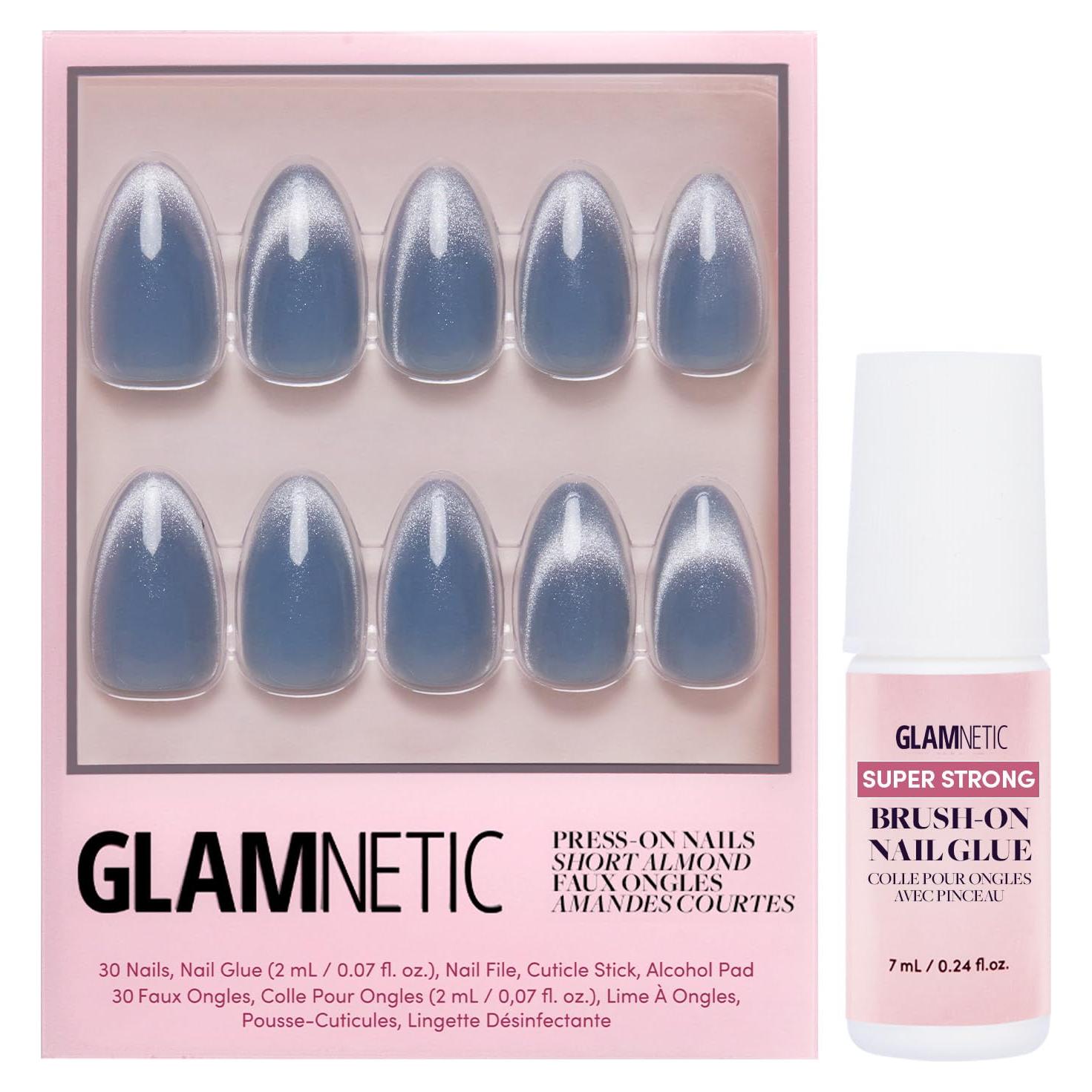 Glamnetic Uñas Postizas Almendra Corta Azules Bebé 30 Uñas