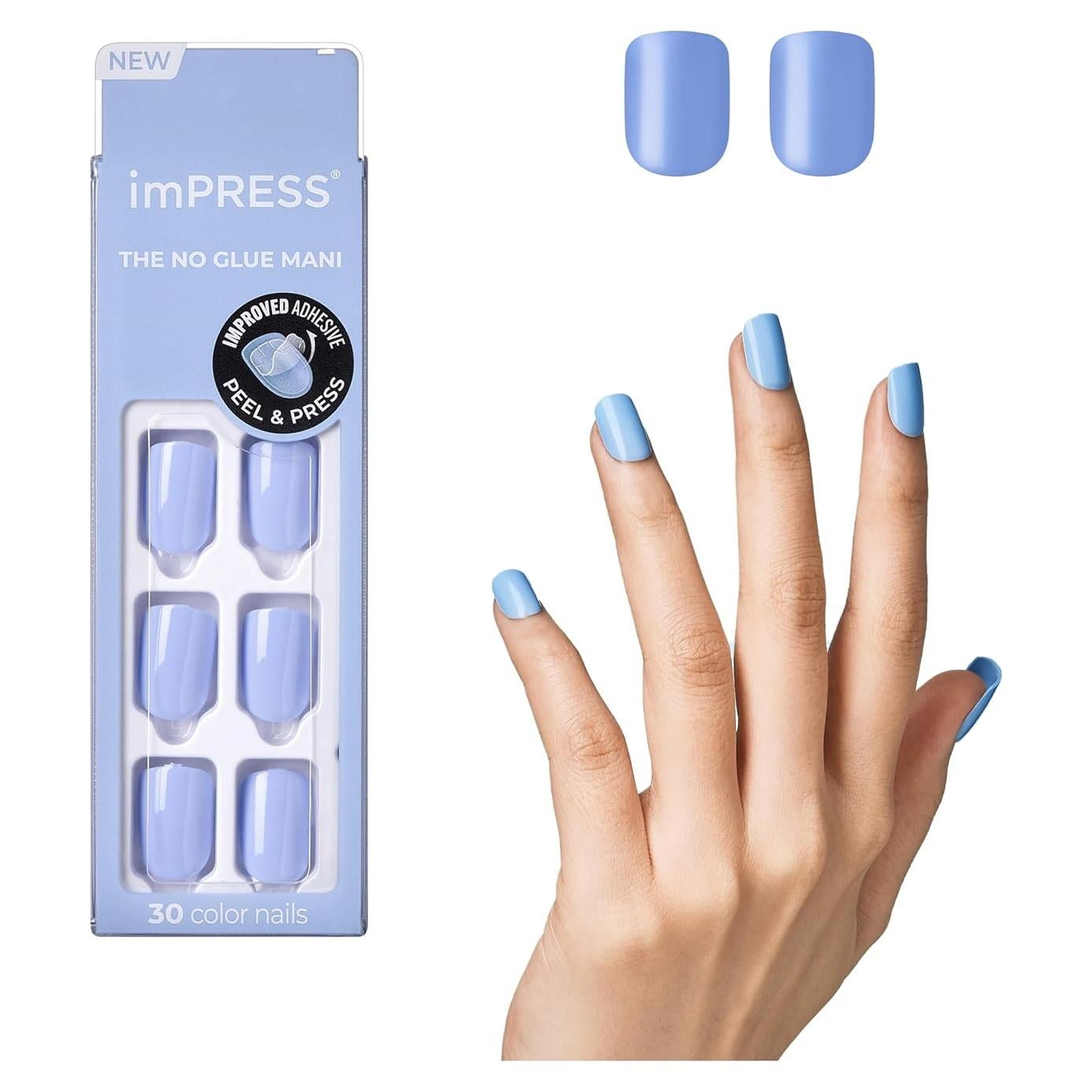 Uñas Postizas KISS imPRESS Baby Why So Blue Cortas