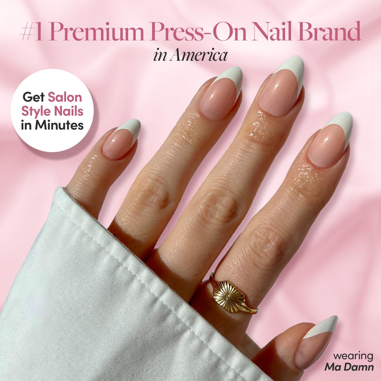 Kit de Uñas Postizas Glamnetic Polvo de Hada - 30 Uñas Cortas Ovaladas Beige-Rosa