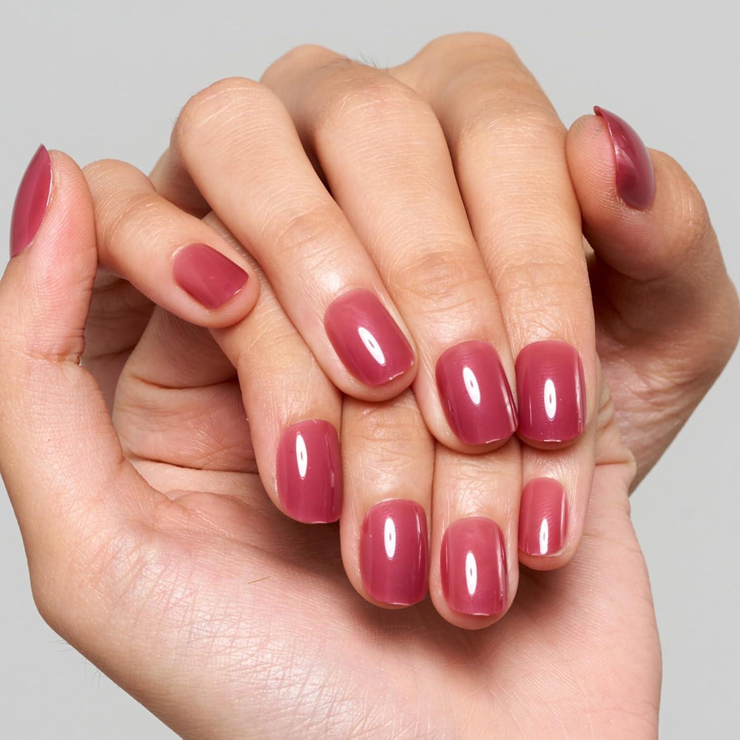 Uñas Postizas GLAMERMAID Rojo Ladrillo 24PCS Reutilizables