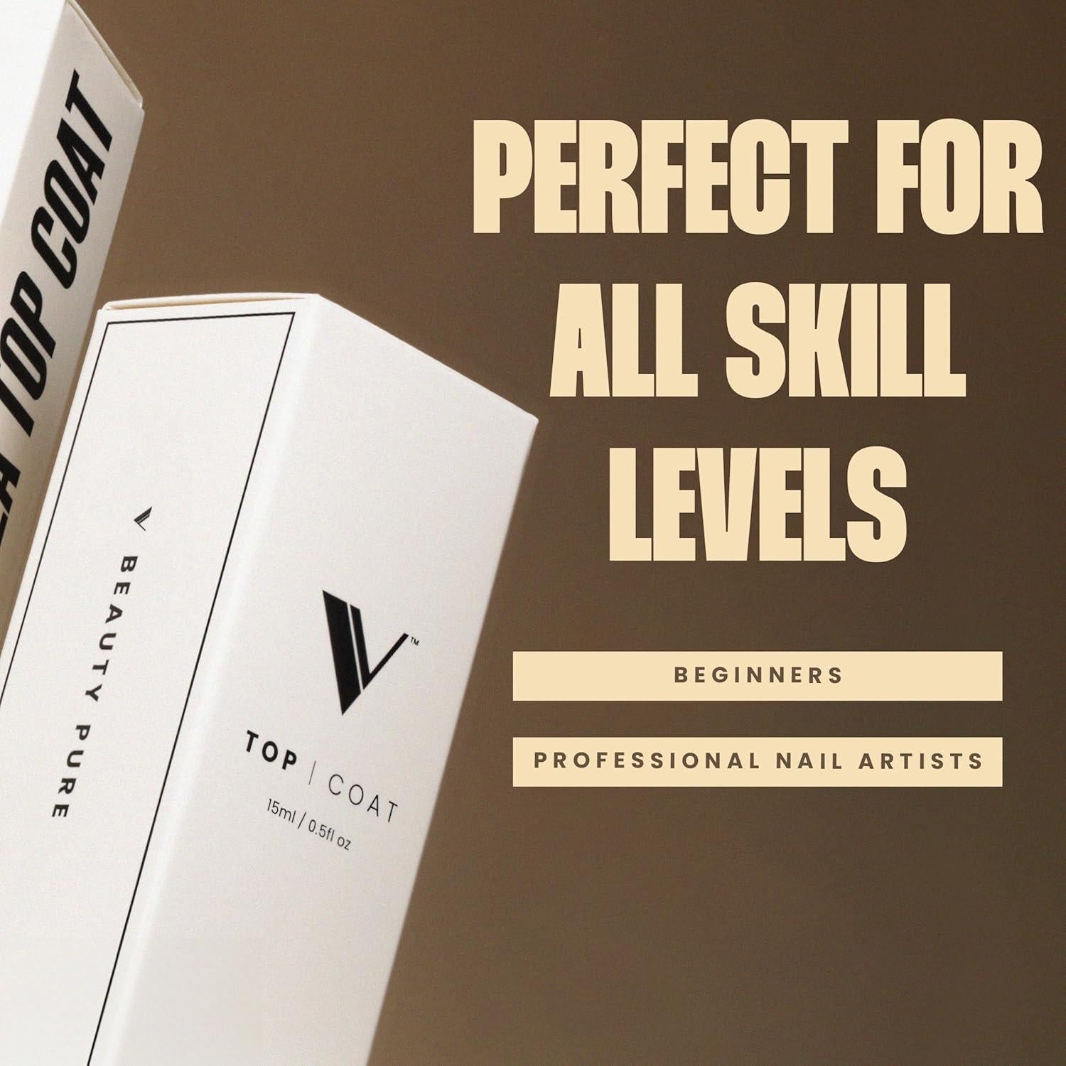 Top Coat en Gel V Beauty Pure 15ml - Brillante y Duradero