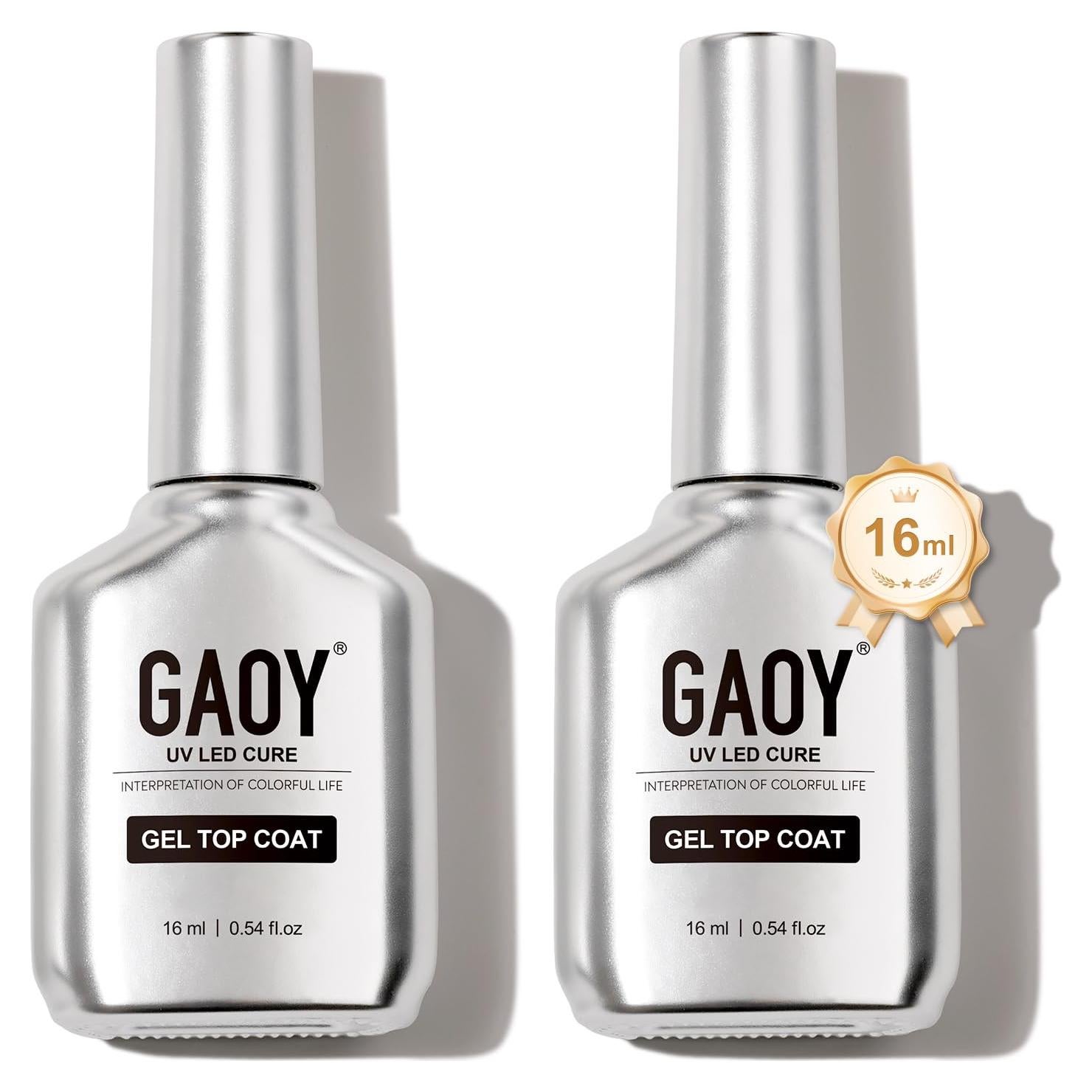 Top Coat Gel Sin Limpieza GAOY 2 Pcs 16ml Brillo Alto
