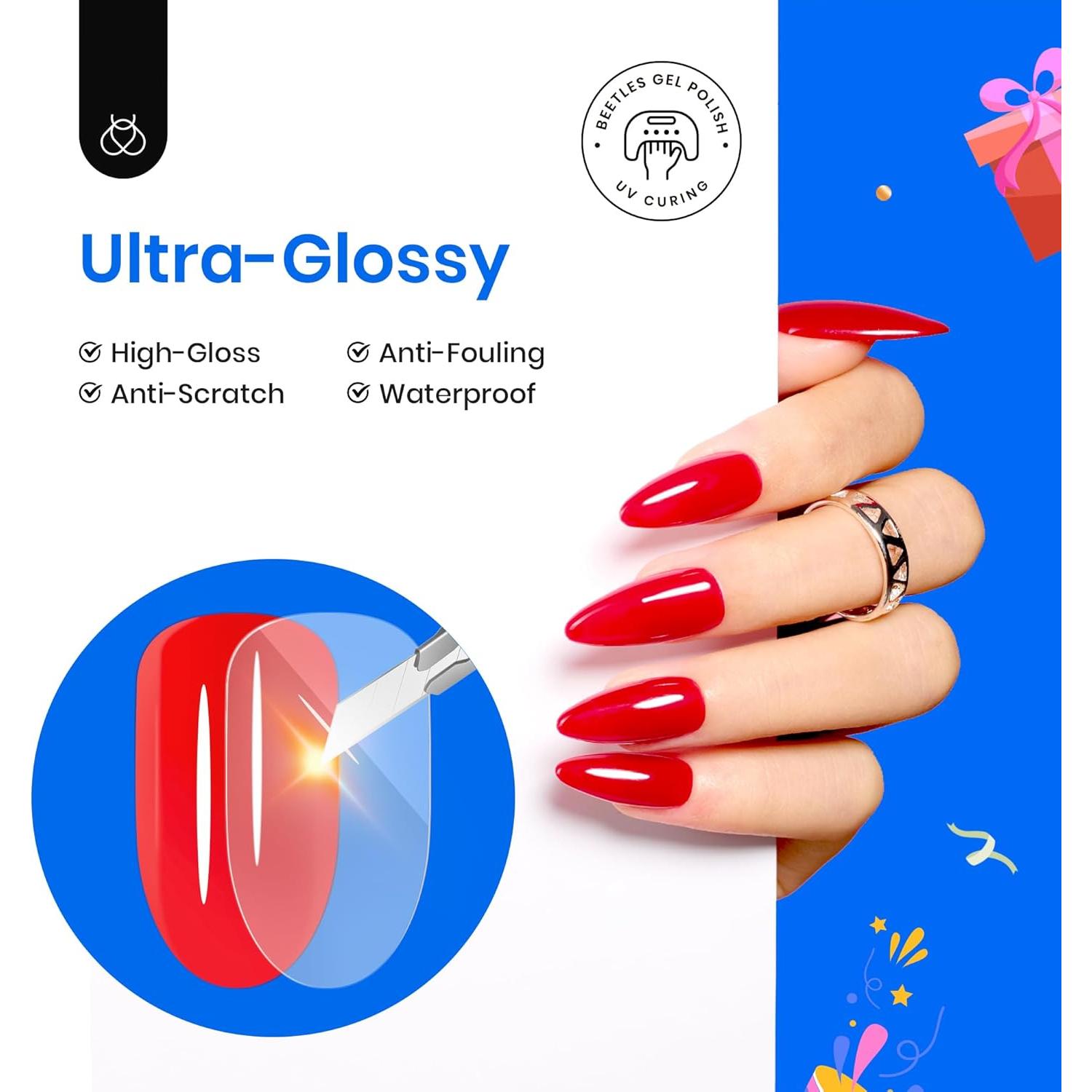 Esmalte de Uñas Gel Top Coat Beetles 15ml Brillo Extra Duradero