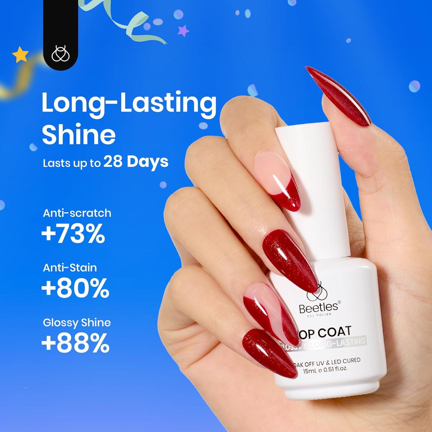 Esmalte de Uñas Gel Top Coat Beetles 15ml Brillo Extra Duradero