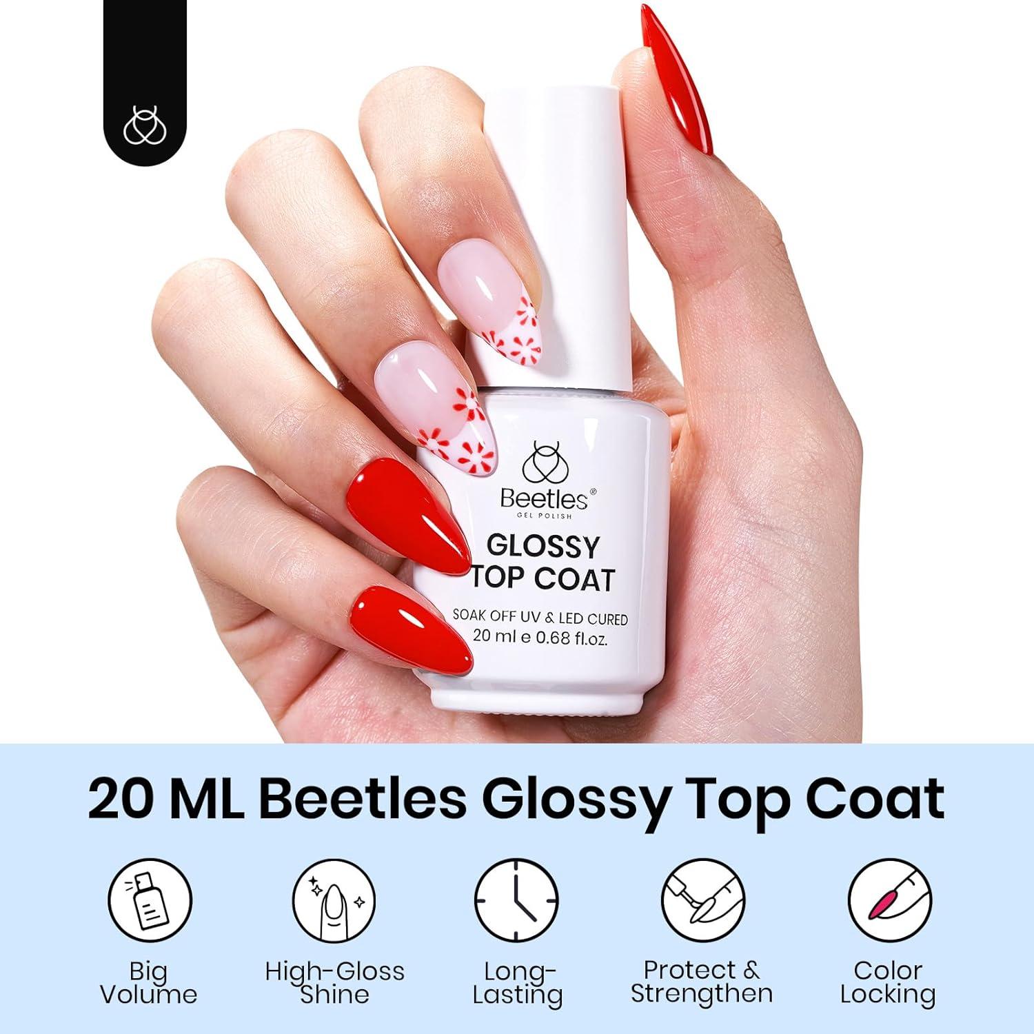Top Coat Brillante Beetles 20ml Gel Transparente UV LED
