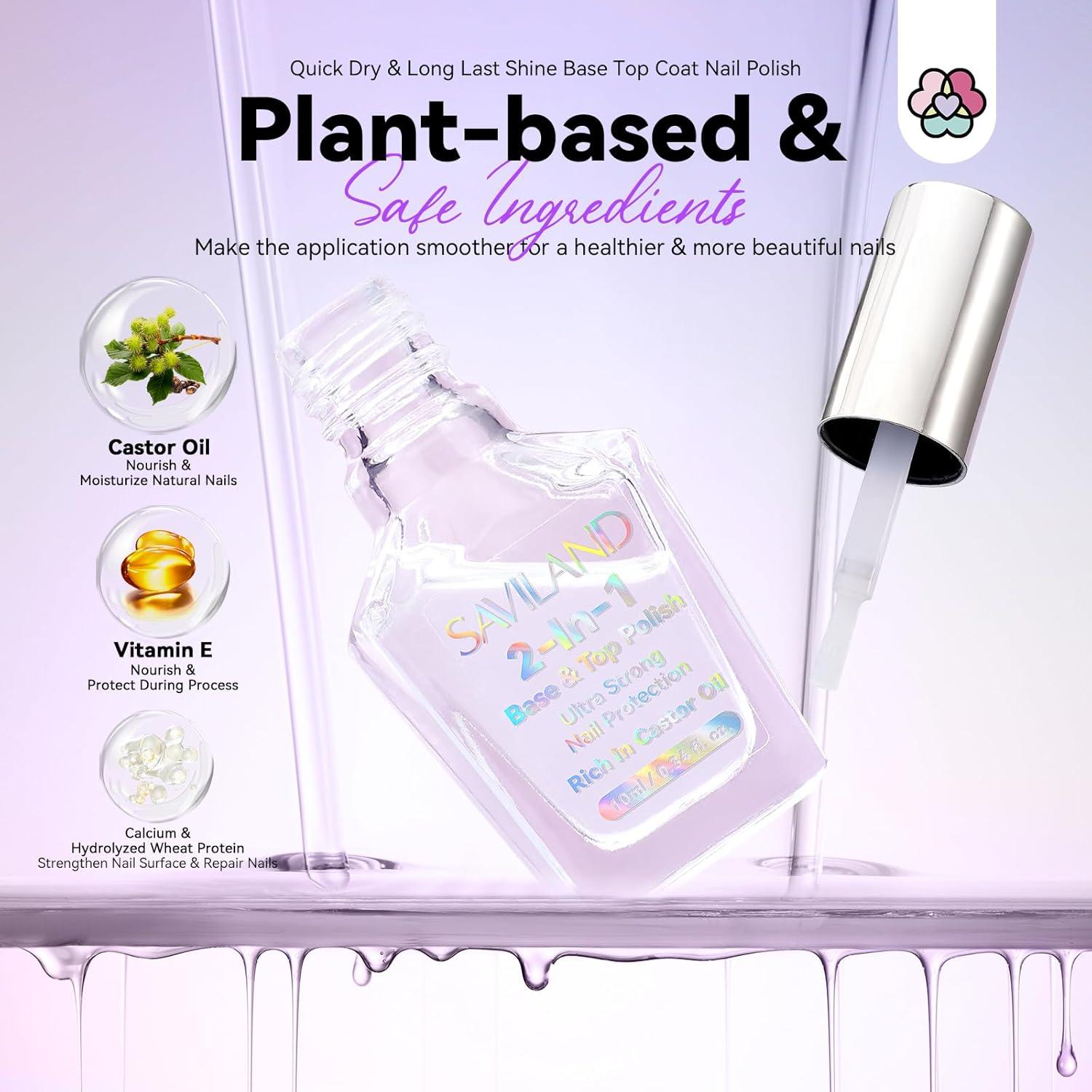 Esmalte de Uñas Transparente SAVILAND 2 en 1 Base Top Coat