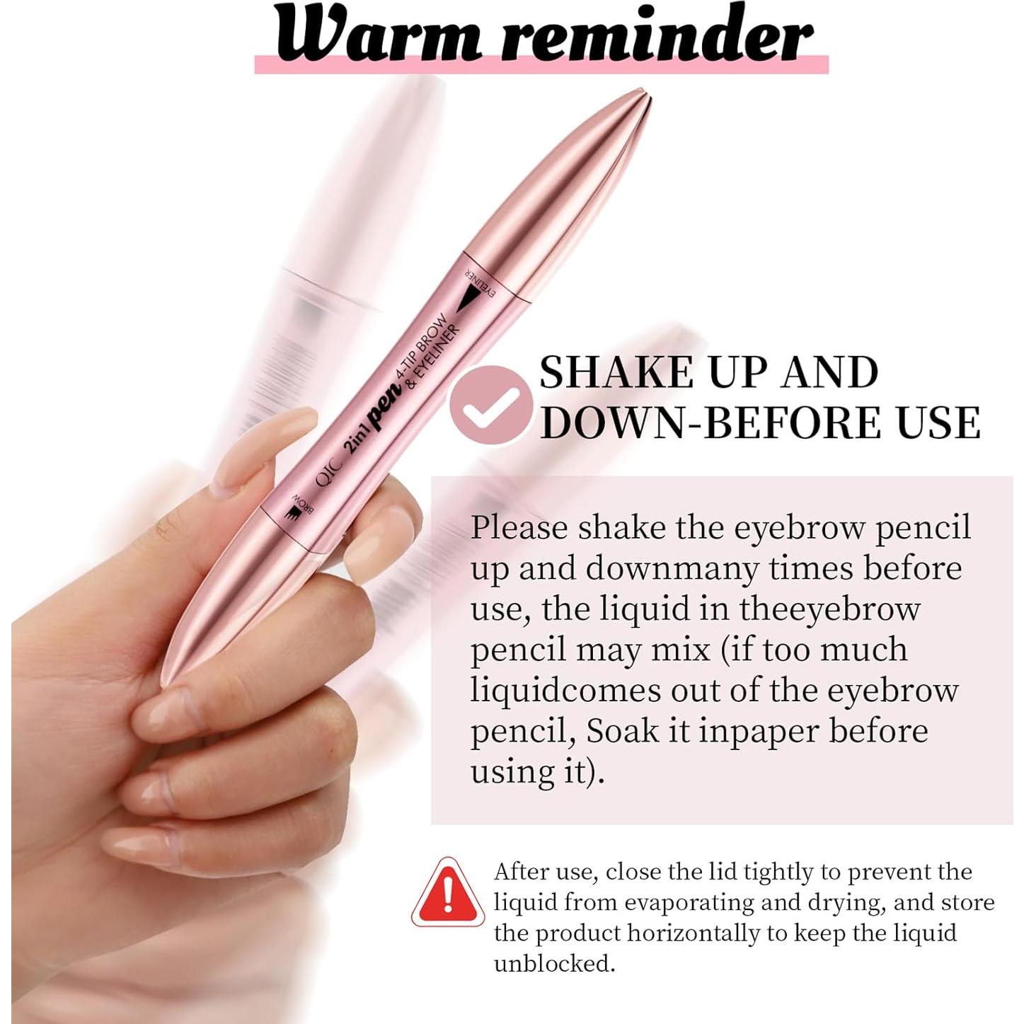 Bolígrafo de Cejas 2 en 1 Yulinlon Marrón Oscuro 4 Puntas