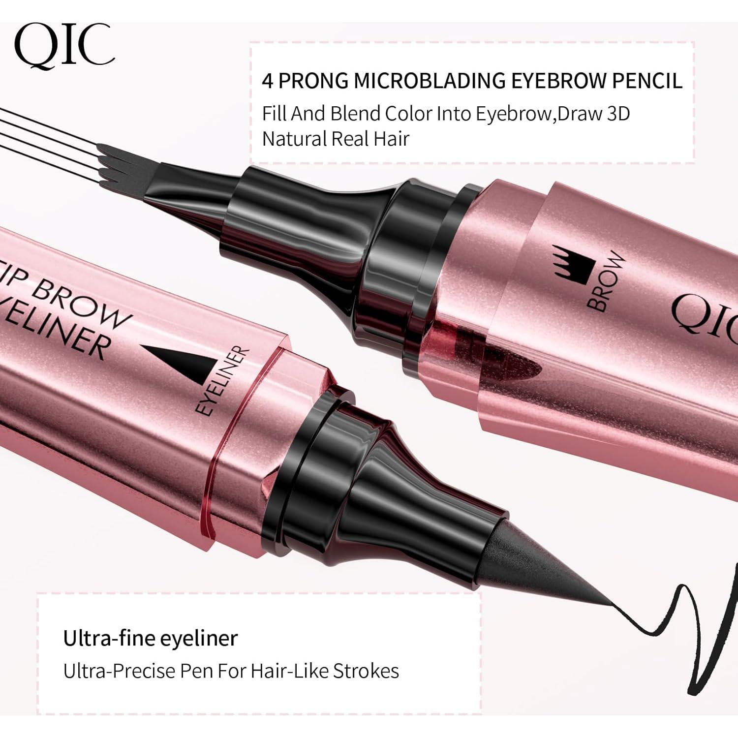 Bolígrafo de Cejas 2 en 1 Yulinlon Marrón Oscuro 4 Puntas