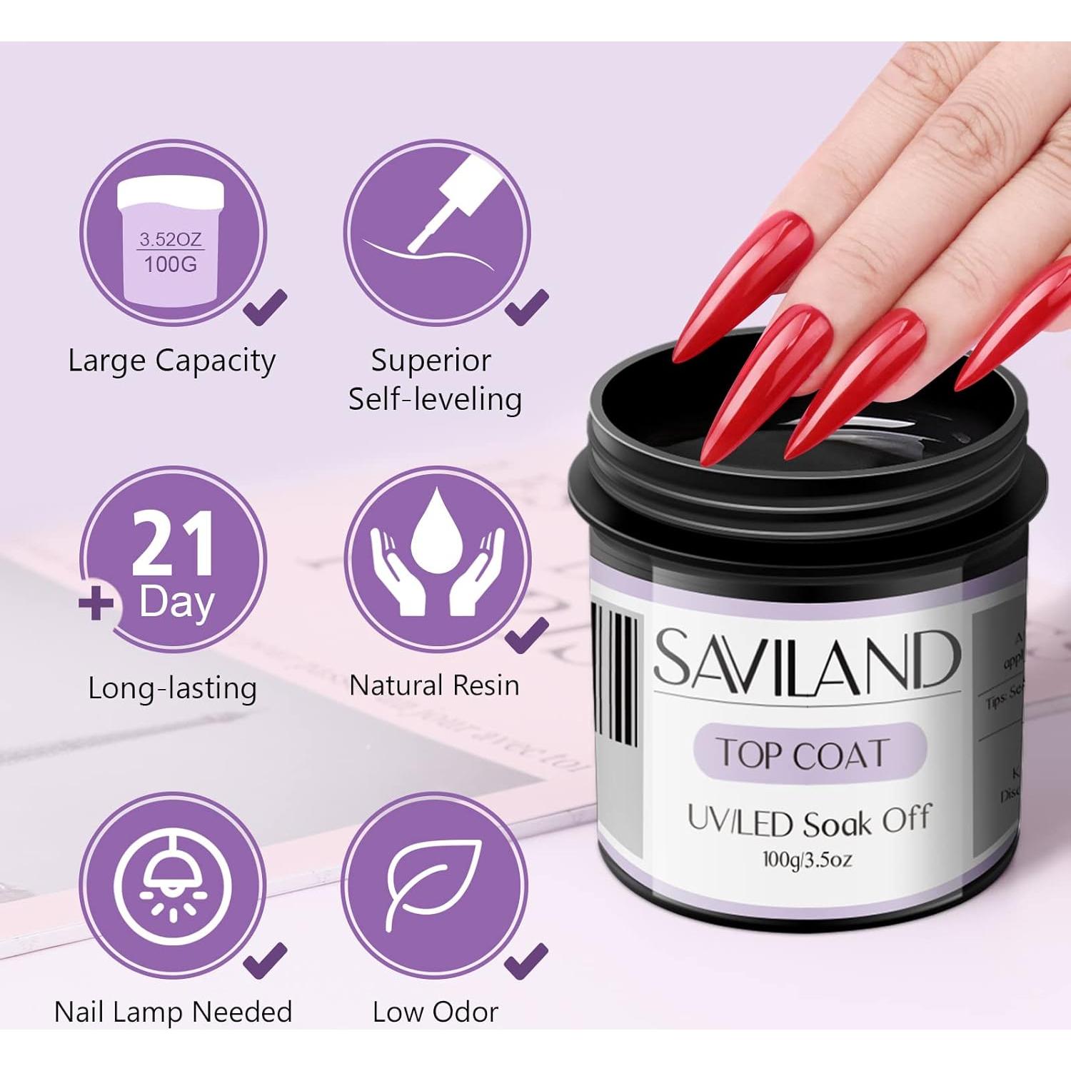 Top Gel Coat SAVILAND 100g Transparente Soak Off UV LED