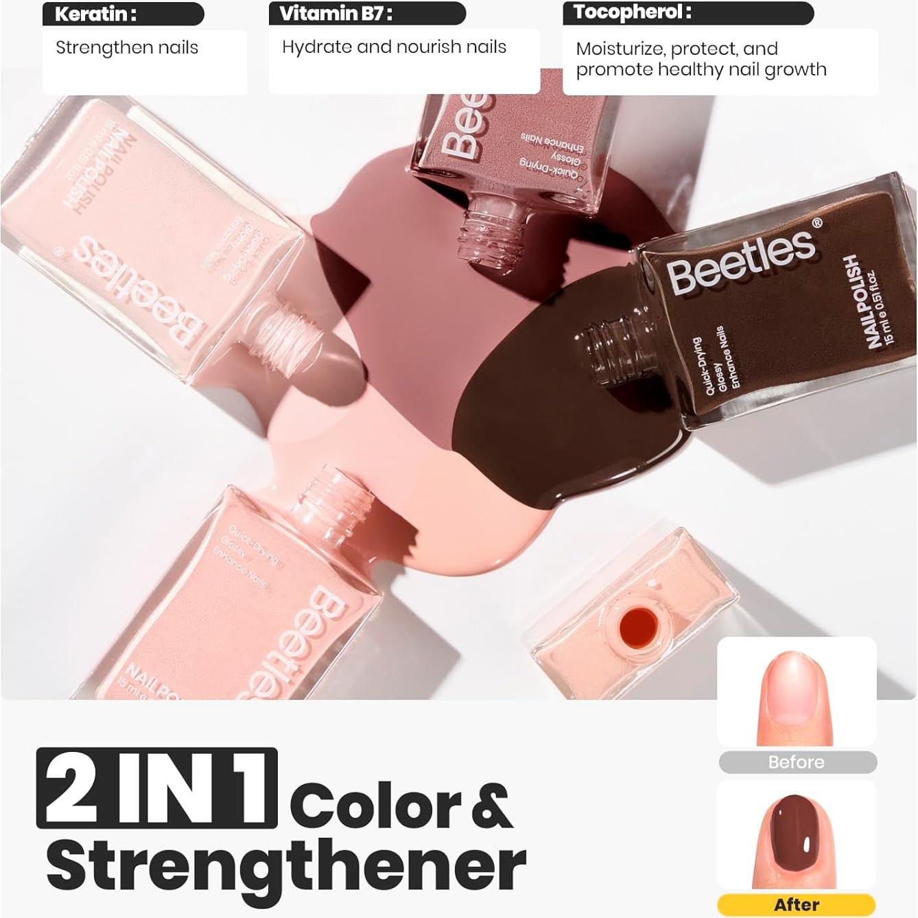 Set de Esmaltes de Uñas Nude Beetles 7Pcs - Secado Rápido