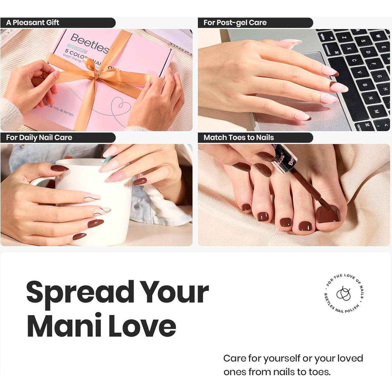 Set de Esmaltes de Uñas Nude Beetles 7Pcs - Secado Rápido