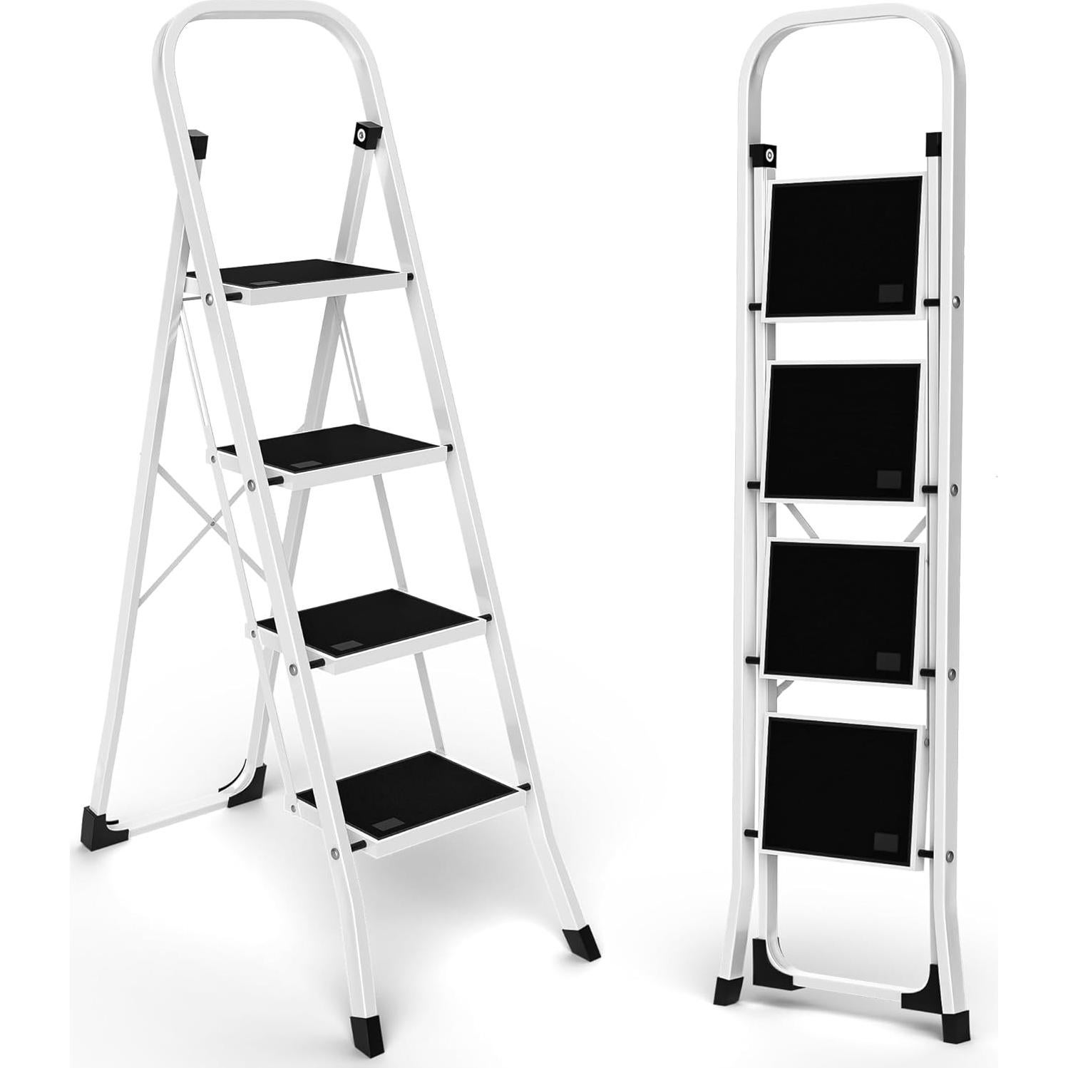 Escalera Plegable JungleA de 4 Peldaños Blanca 149 kg