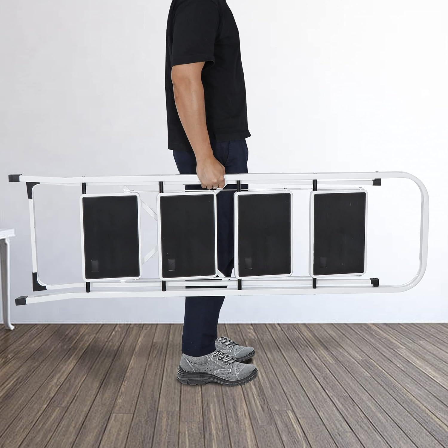 Escalera Plegable JungleA de 4 Peldaños Blanca 149 kg