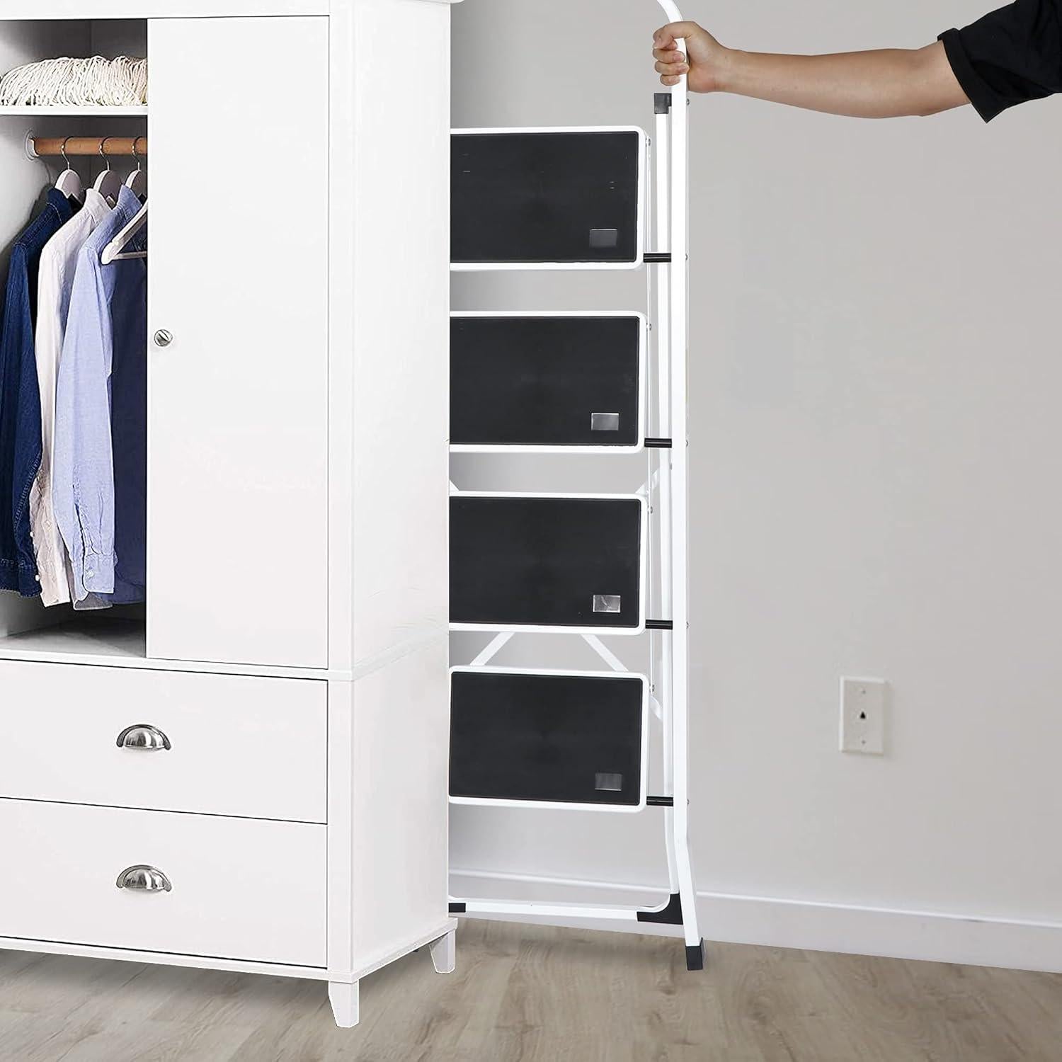 Escalera Plegable JungleA de 4 Peldaños Blanca 149 kg