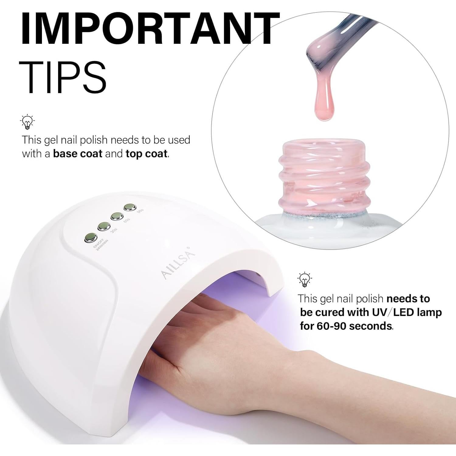 Esmalte de Uñas Gel AILLSA Rosa Lechoso 15ml Larga Duración