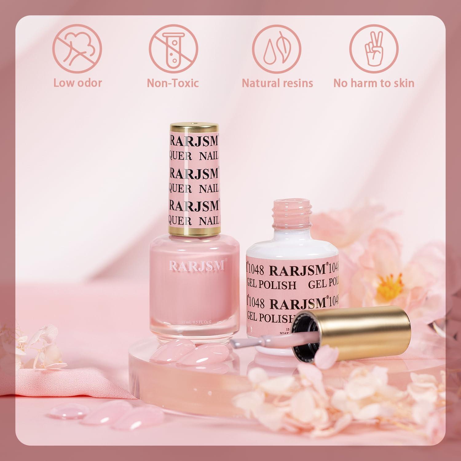 Set Esmalte de Uñas Gel y Laca Rosa Nude 15ml 2pcs RARJSM