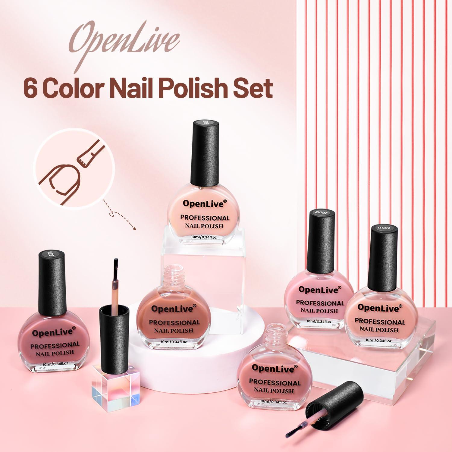 Juego de Esmalte de Uñas Jelly OpenLive 6 Colores 10ml Secado Rápido