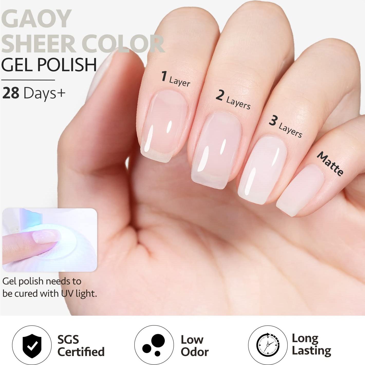 Gel de Uñas GAOY 16ml Blanco Translúcido Soak Off UV