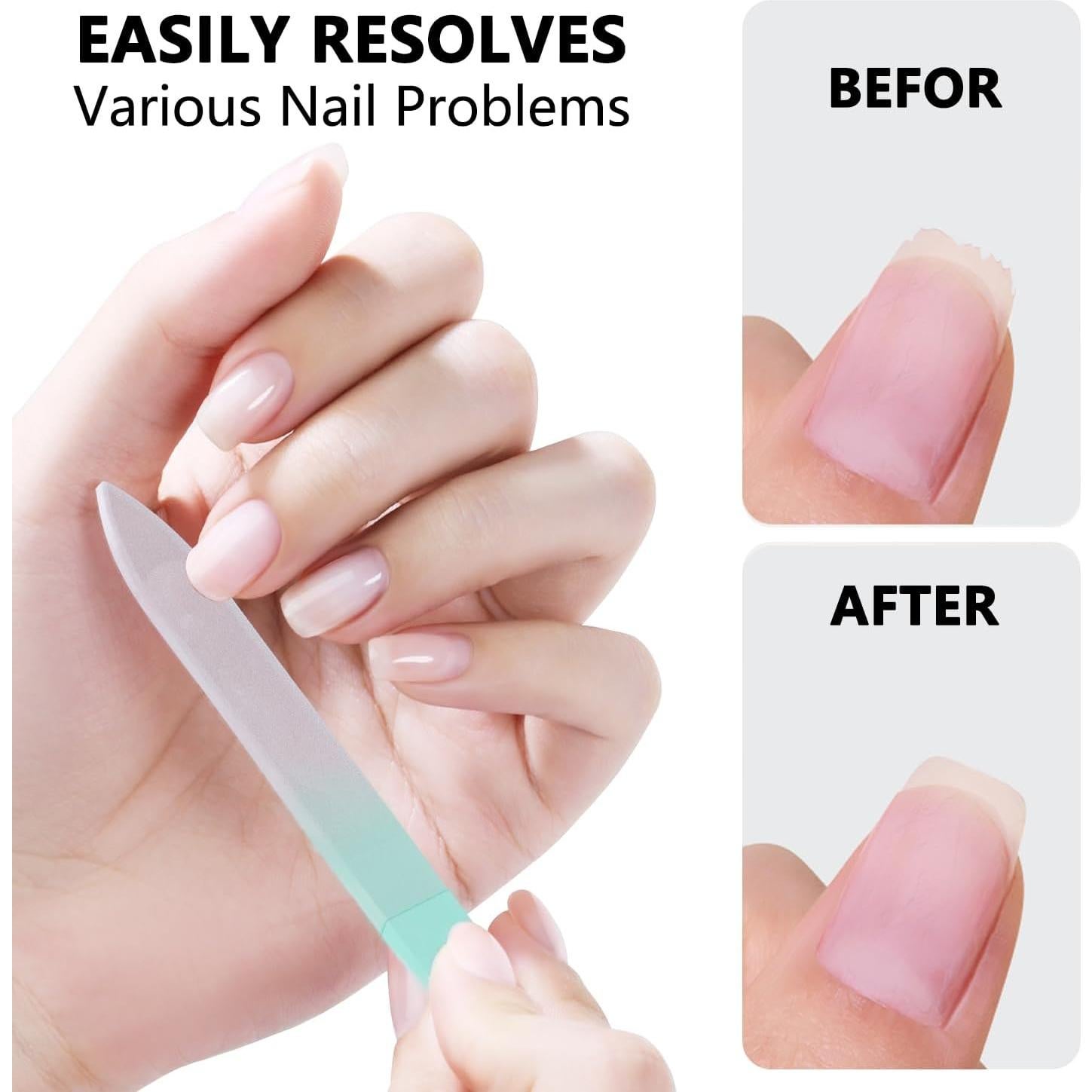 Lima de Uñas de Vidrio OHOO Doble Cara 240 Grano 3 Piezas