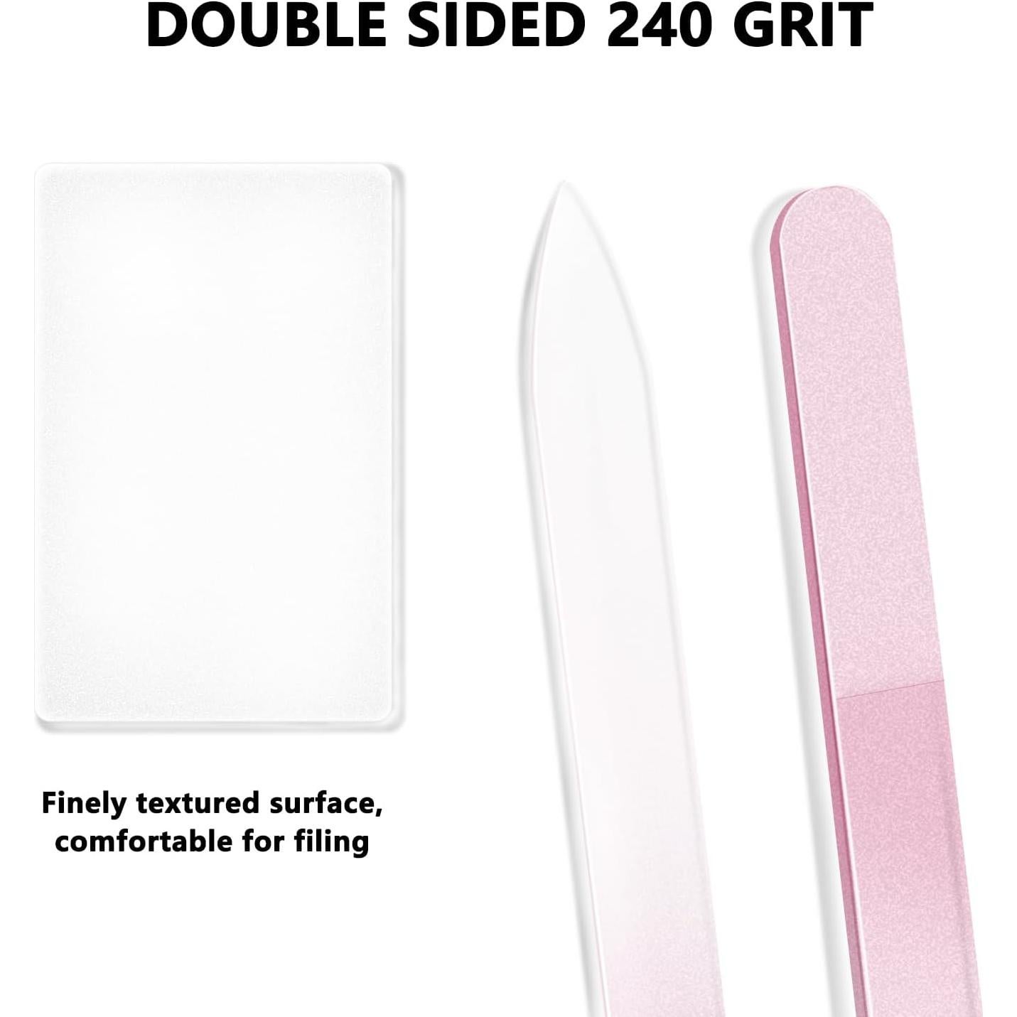 Lima de Uñas de Vidrio OHOO Doble Cara 240 Grano 3 Piezas